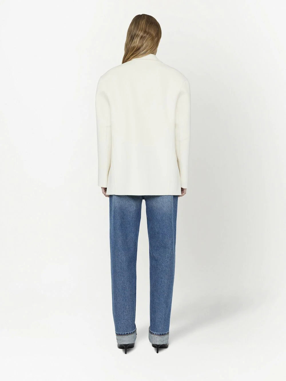 Oversized Cream Wool Jacket - XXS