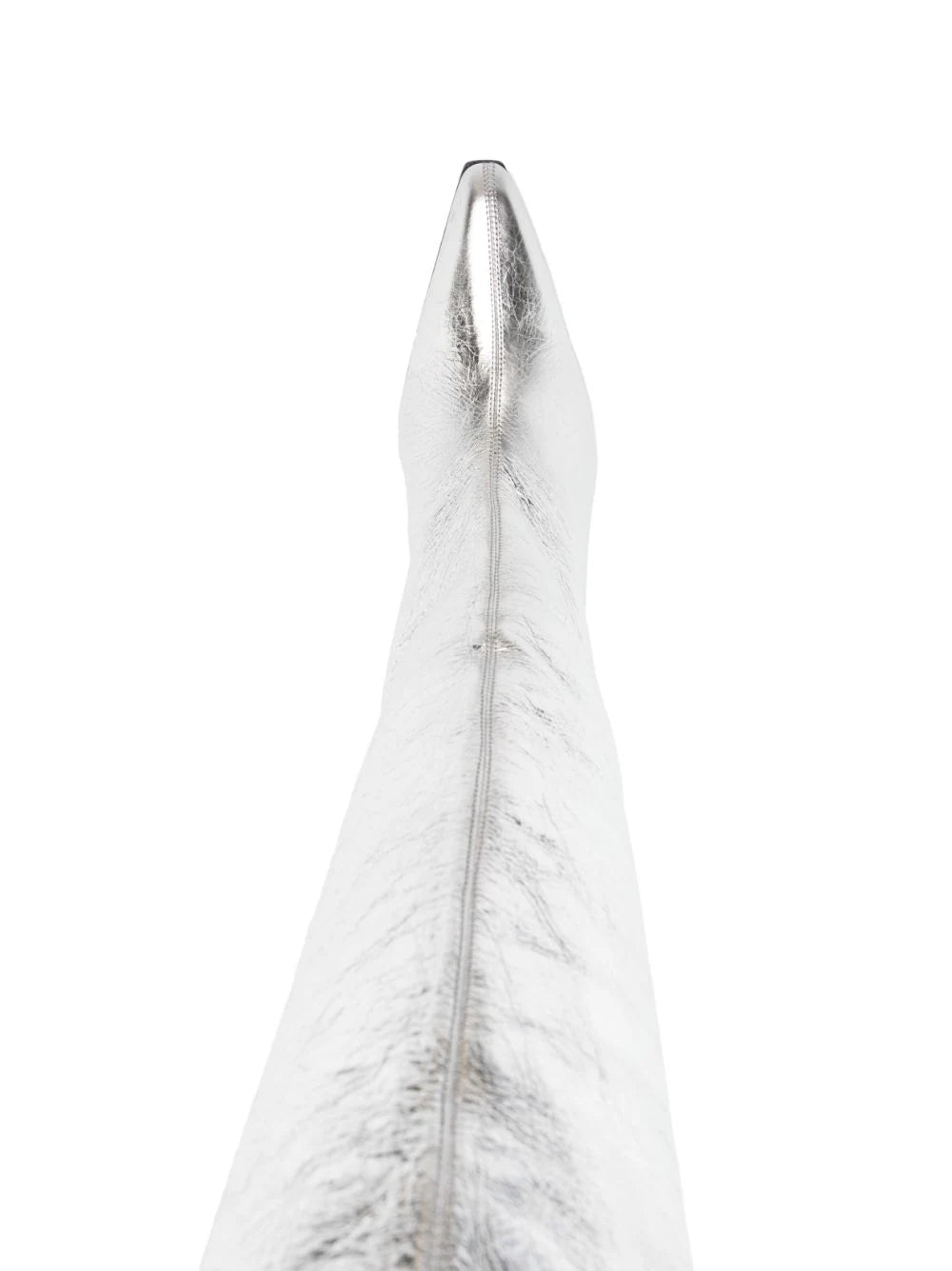 Silver Leather Tall Boots - 6.5