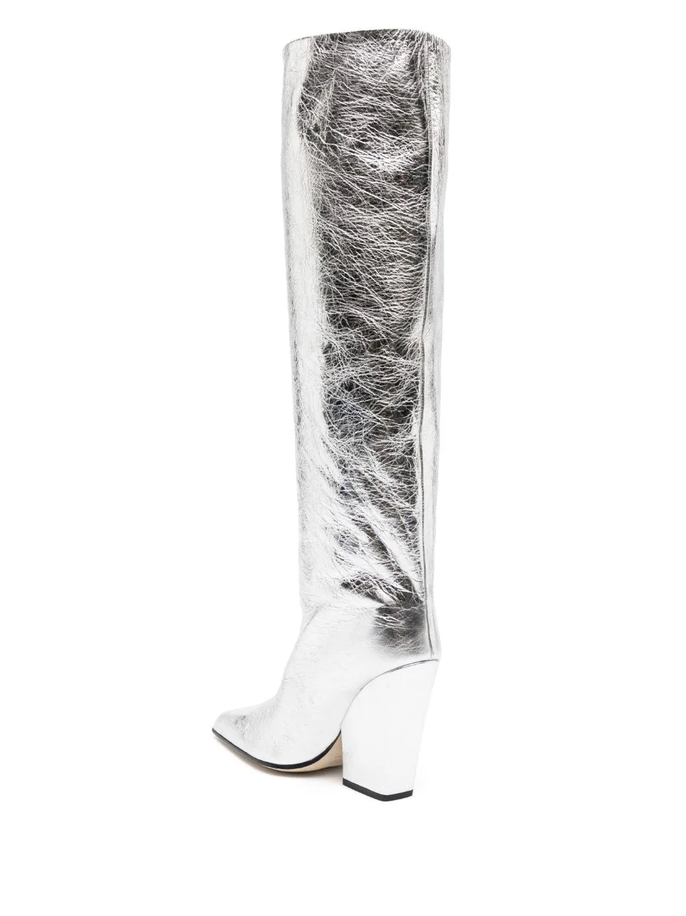 Silver Leather Tall Boots - 6.5