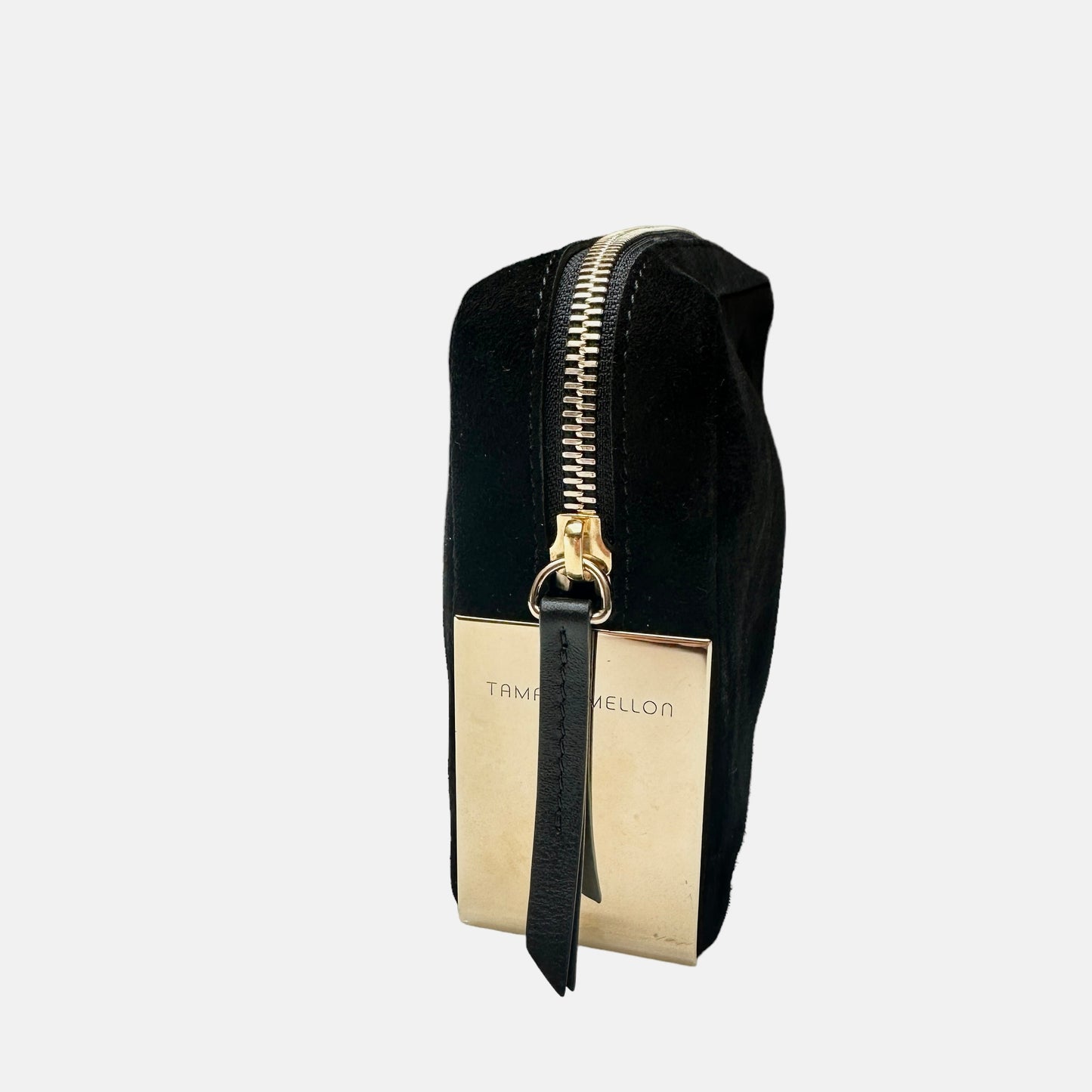 Black Suede & Gold Clutch