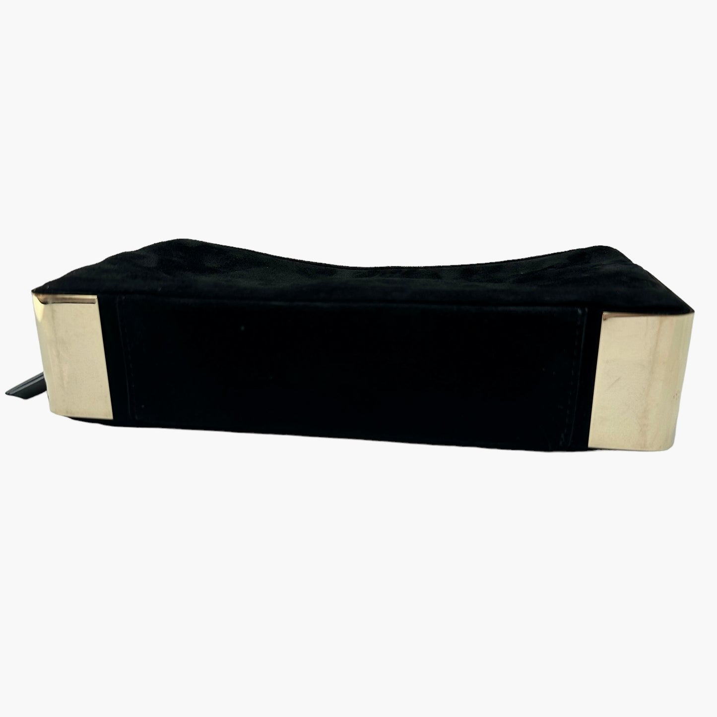 Black Suede & Gold Clutch