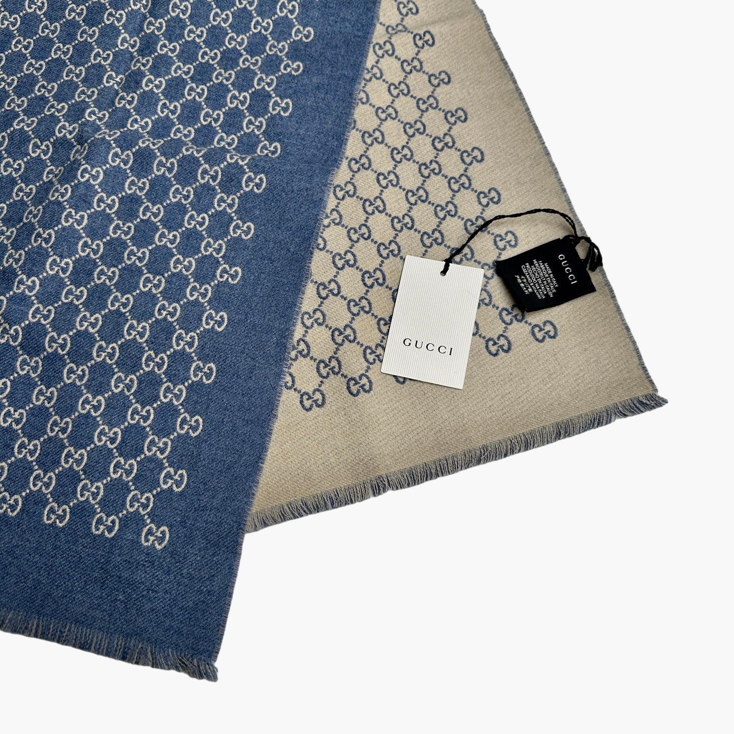 Gucci Denim Blue Monogram Scarf