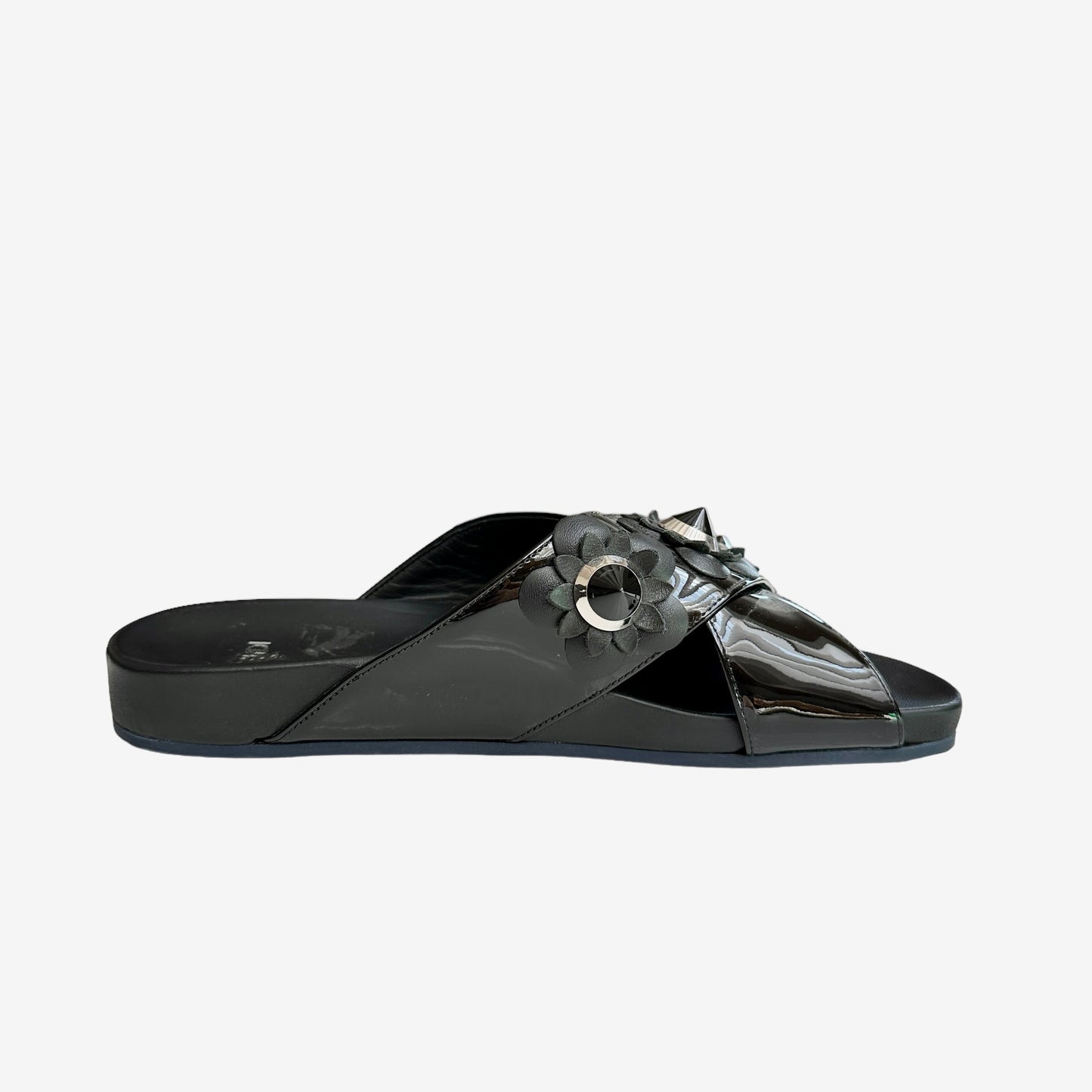 Black Flower Slides - 7