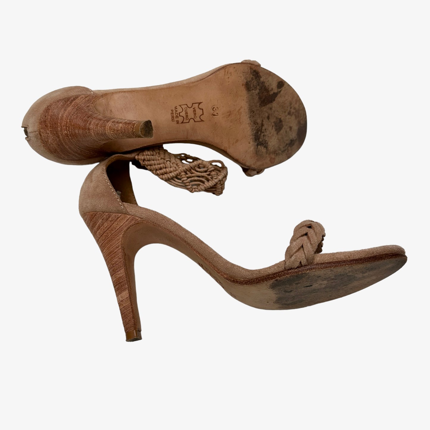 Blush Suede Heeled Sandals - 7