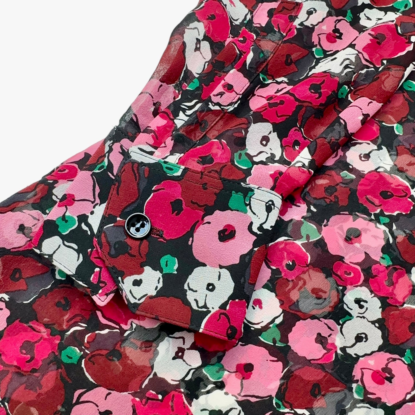 Silk Floral Print Button-Up Shirt - S