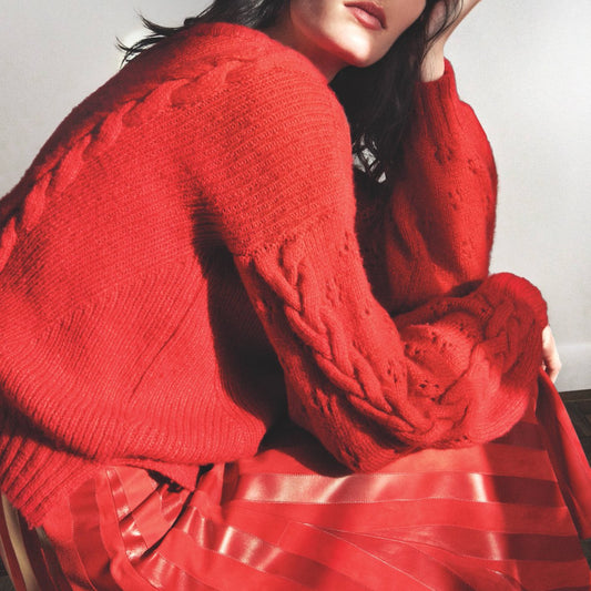Red Asymmetrical Sweater - S
