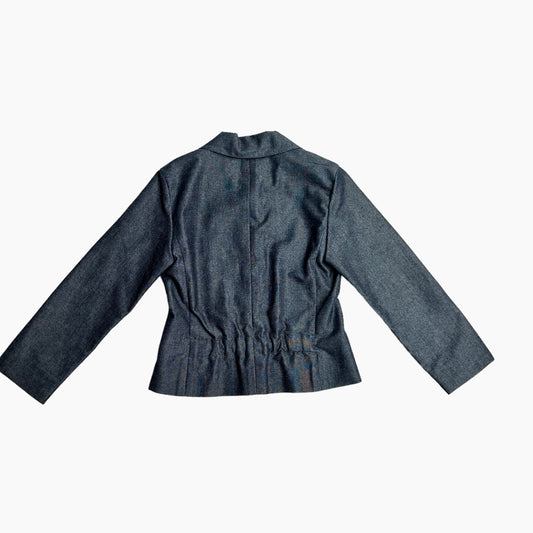 Blue Denim Jacket with Sequins Logo - XS