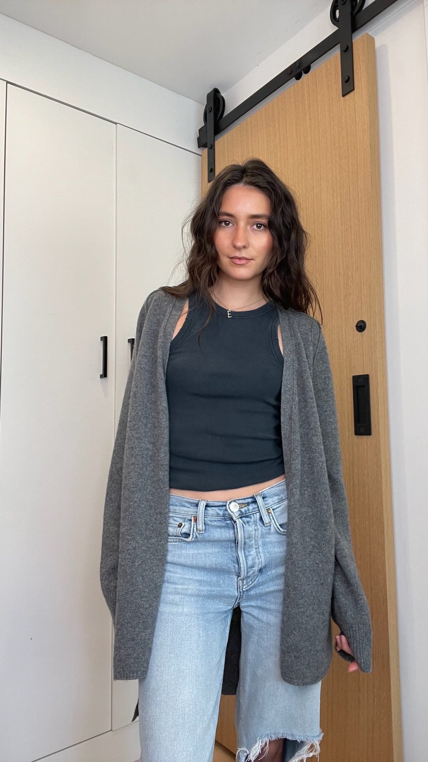 Grey Cashmere Cardigan - M