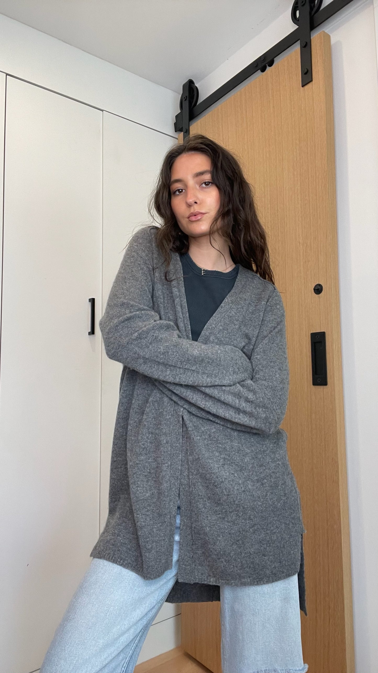 Grey Cashmere Cardigan - M