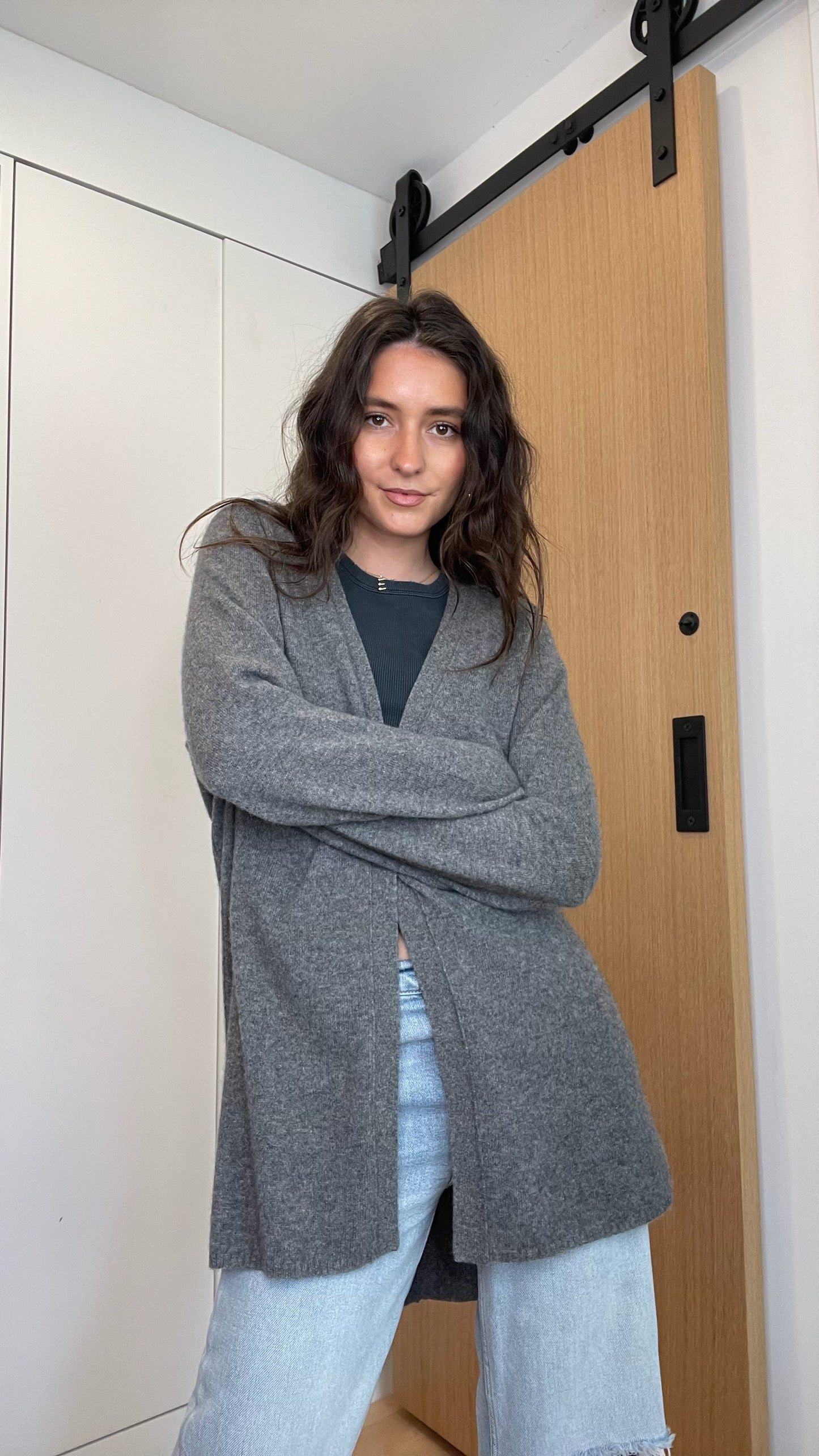 Grey Cashmere Cardigan - M