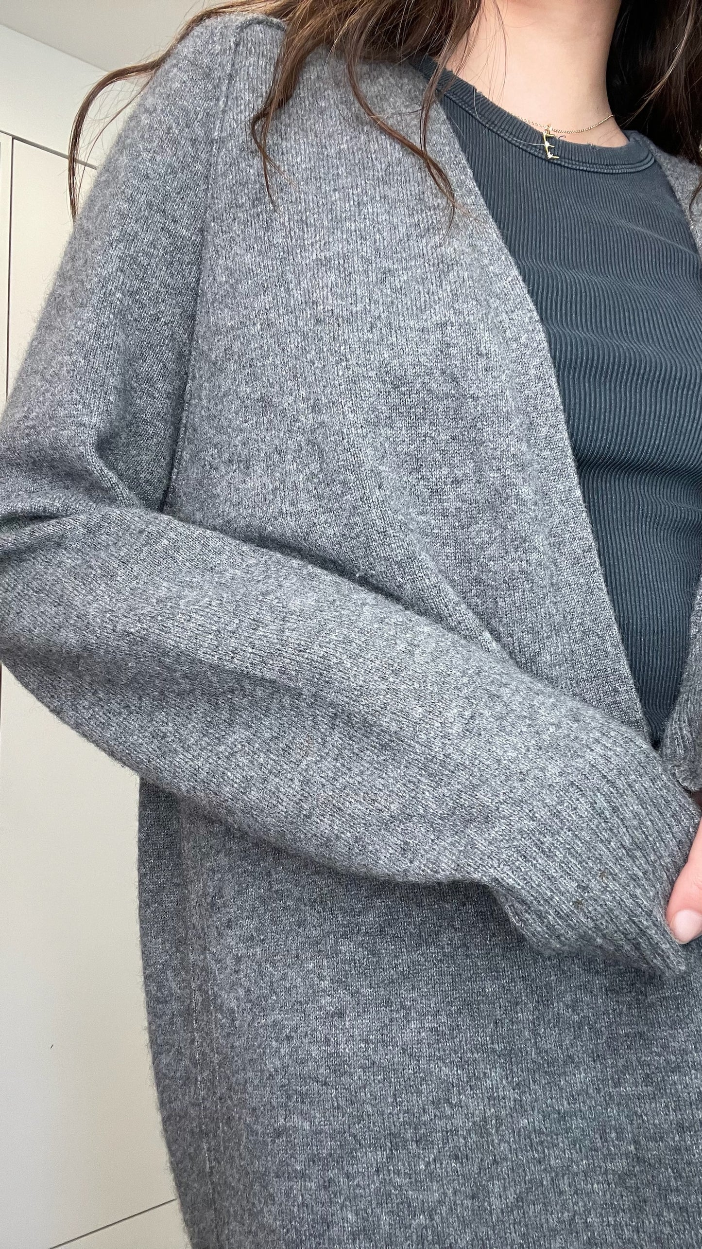 Grey Cashmere Cardigan - M