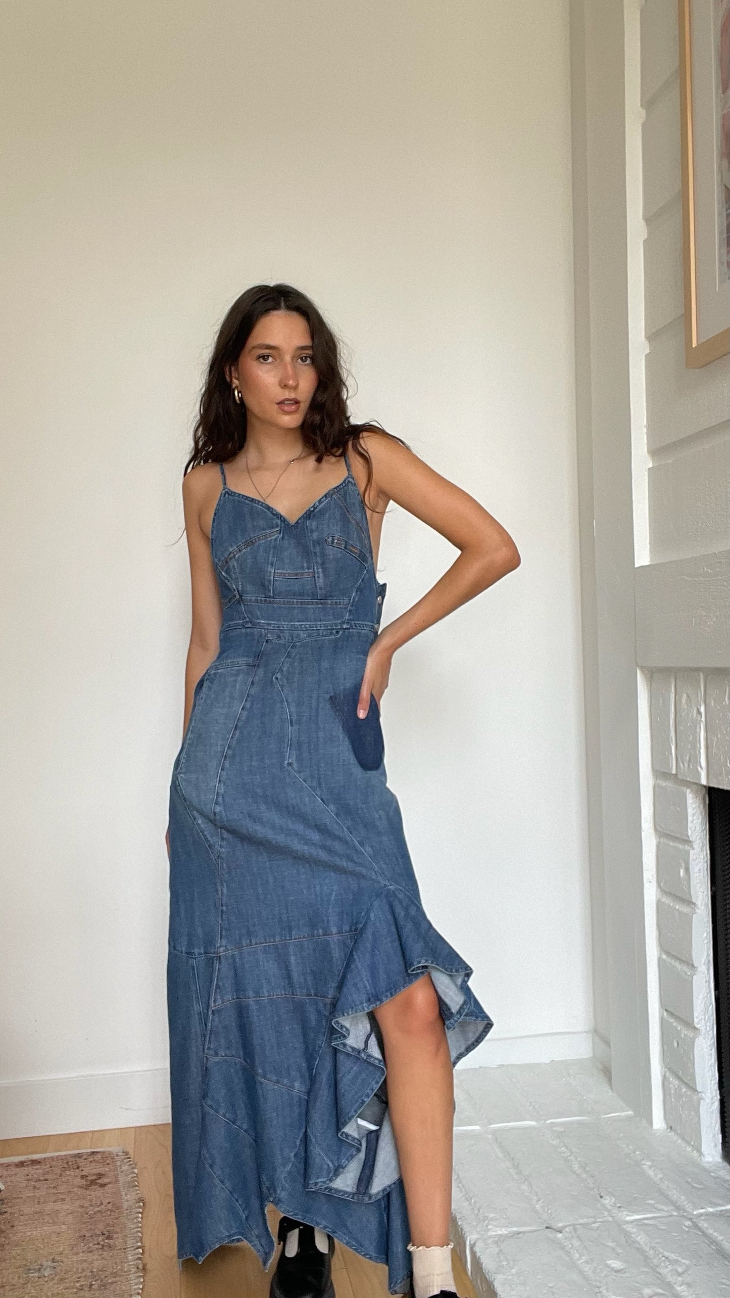 Denim Asymmetrical Dress - XS