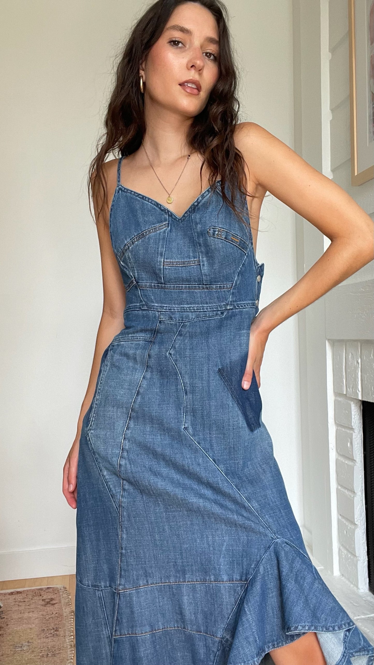 Denim Asymmetrical Dress - XS