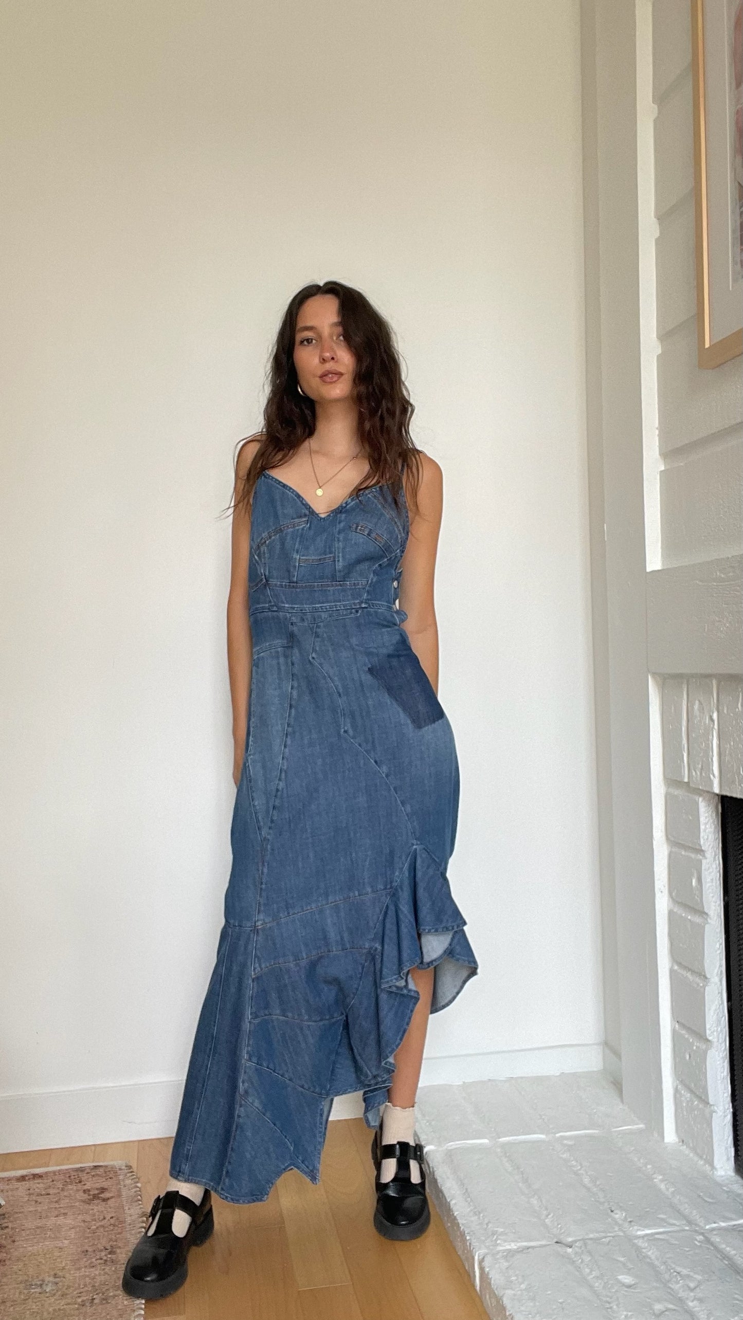 Denim Asymmetrical Dress - XS