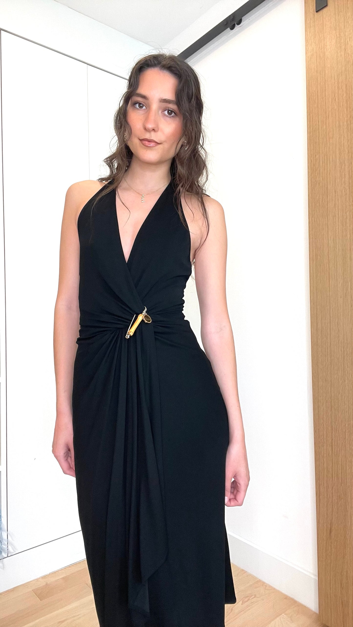 Black Logo & Bamboo Dress - S