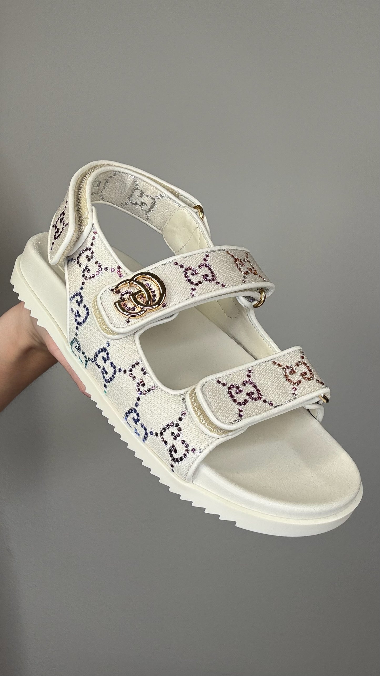 Rainbow Crystal Sandals - 8