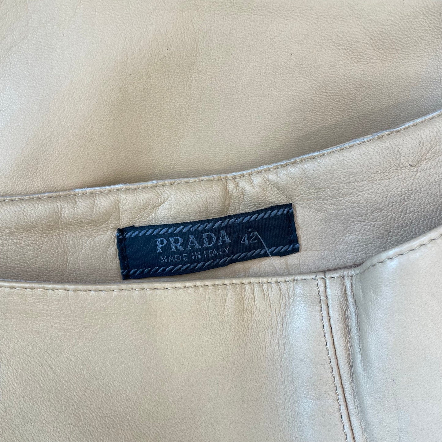 Cream Leather Pants - 42