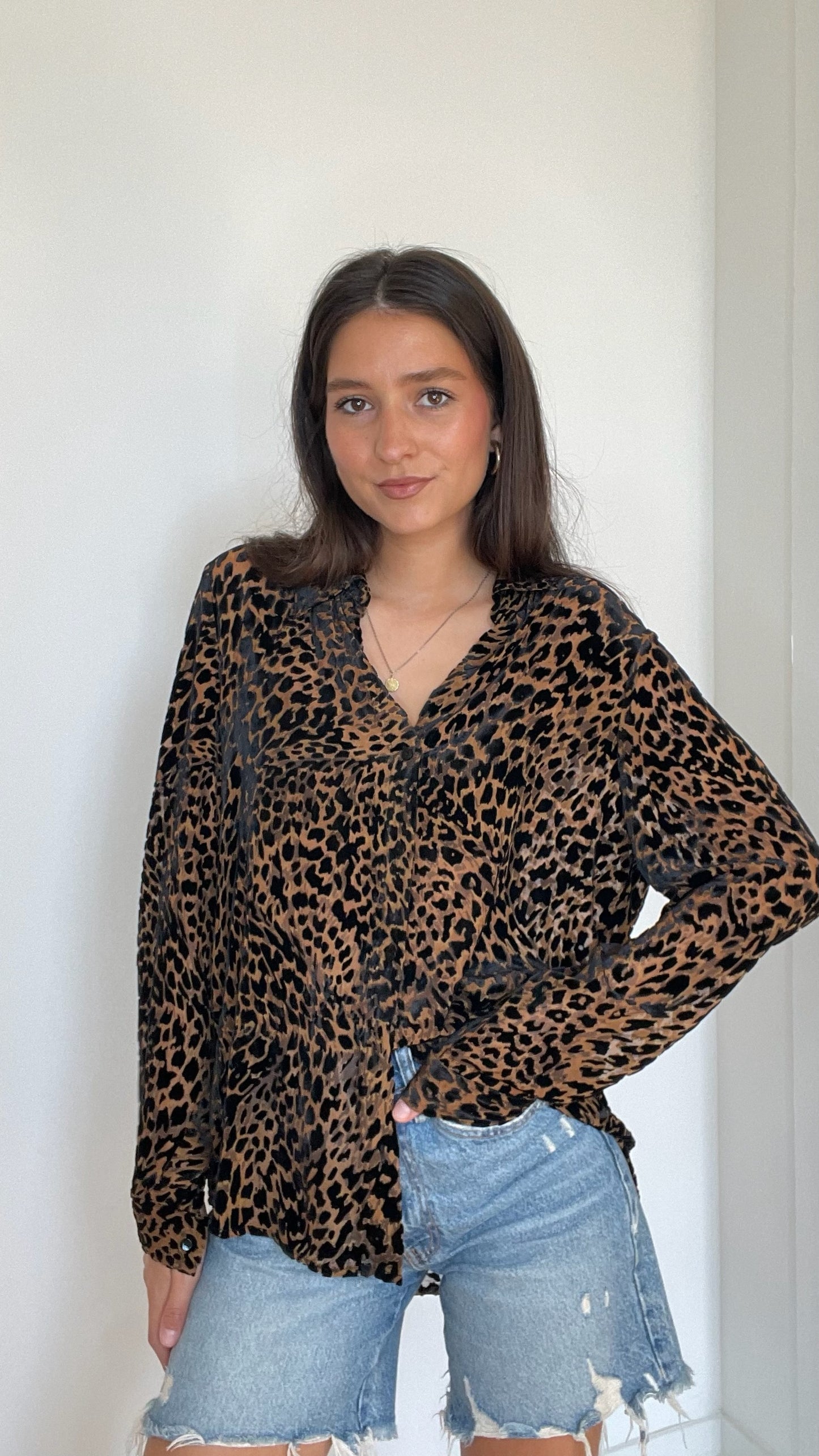 Leopard Velvet Shirt - M