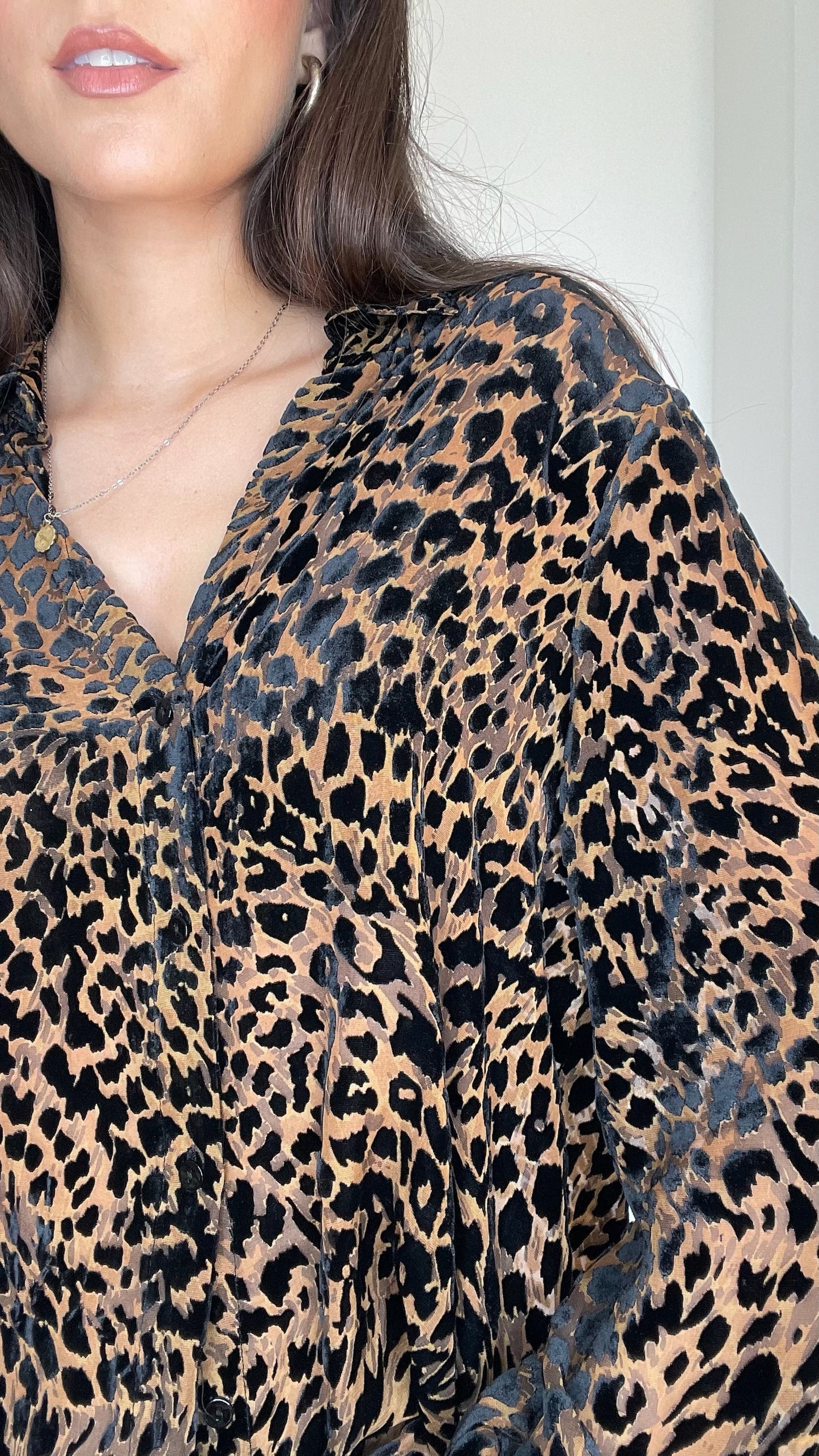 Leopard Velvet Shirt - M