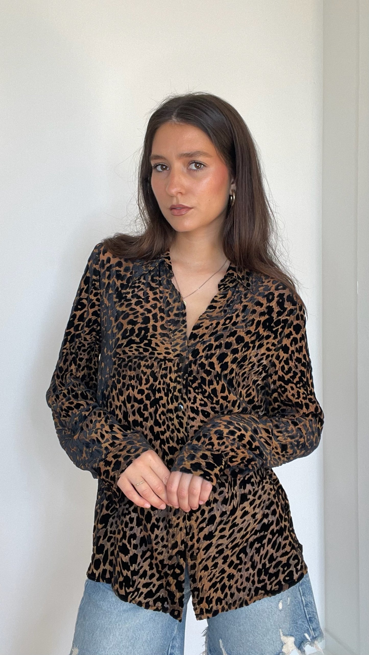 Leopard Velvet Shirt - M
