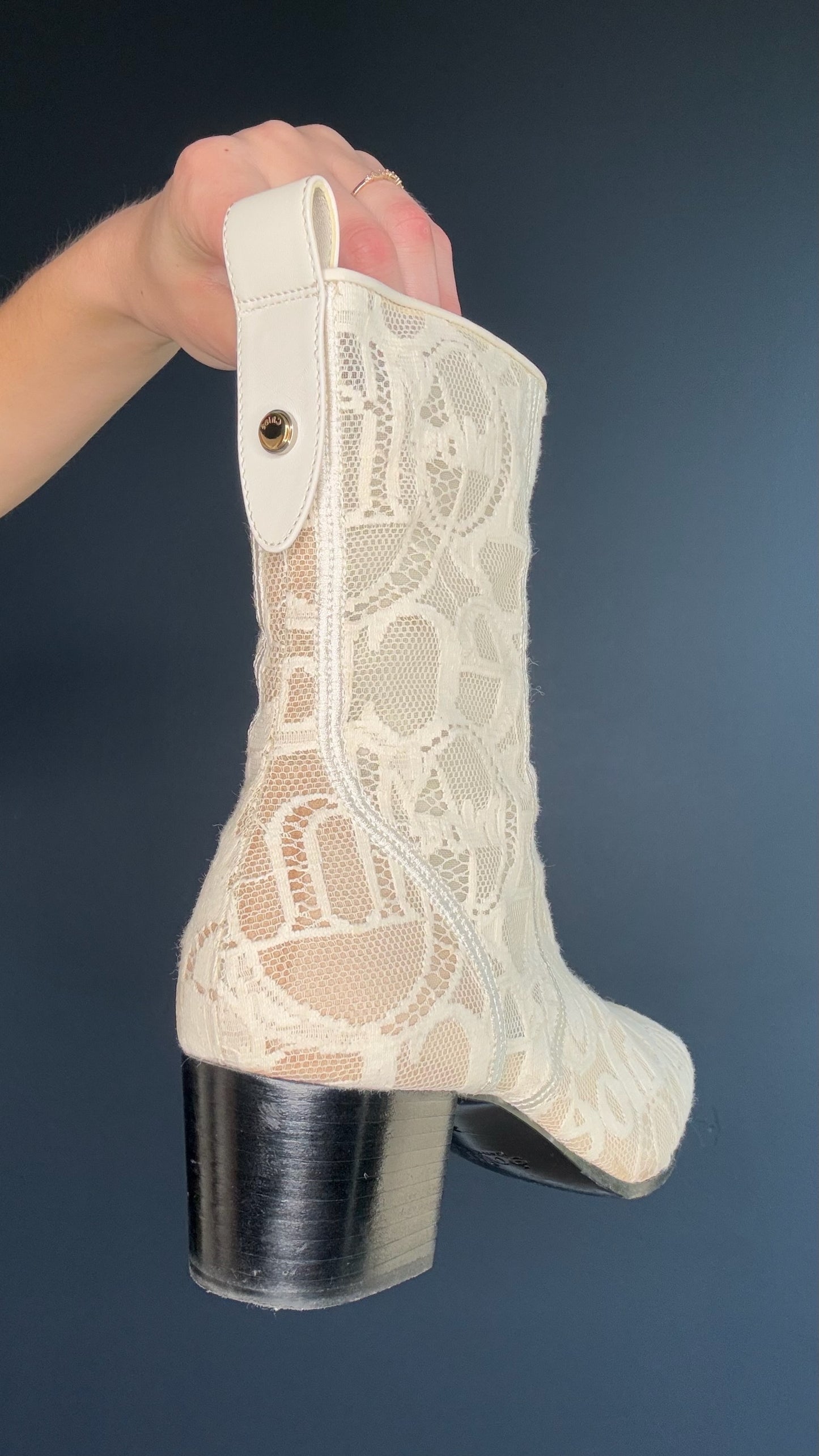 Chloe Cream Lace Logo Booties - 37.5