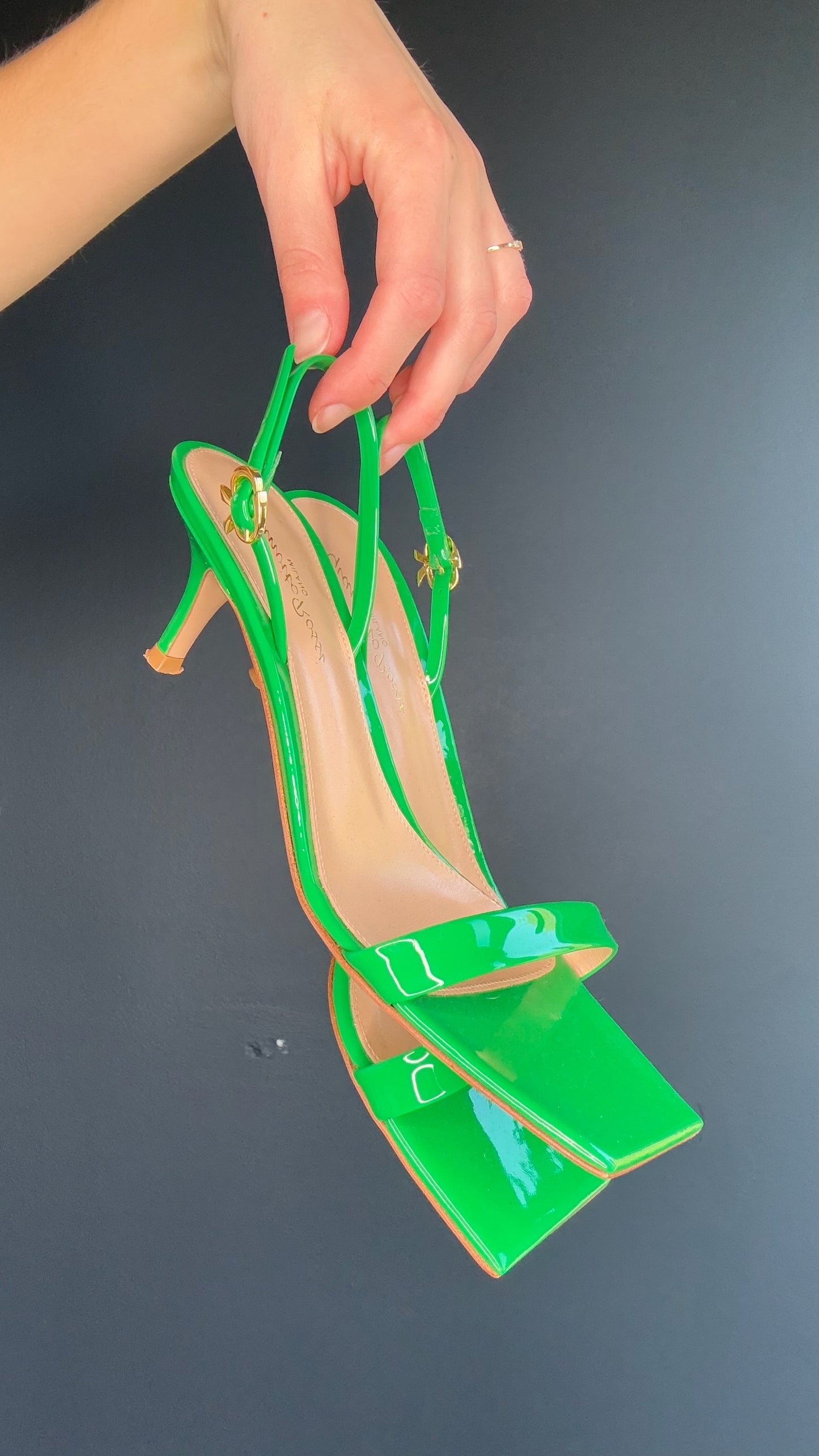Gianvito Rossi Neon Green Kitten Heel - 37.5