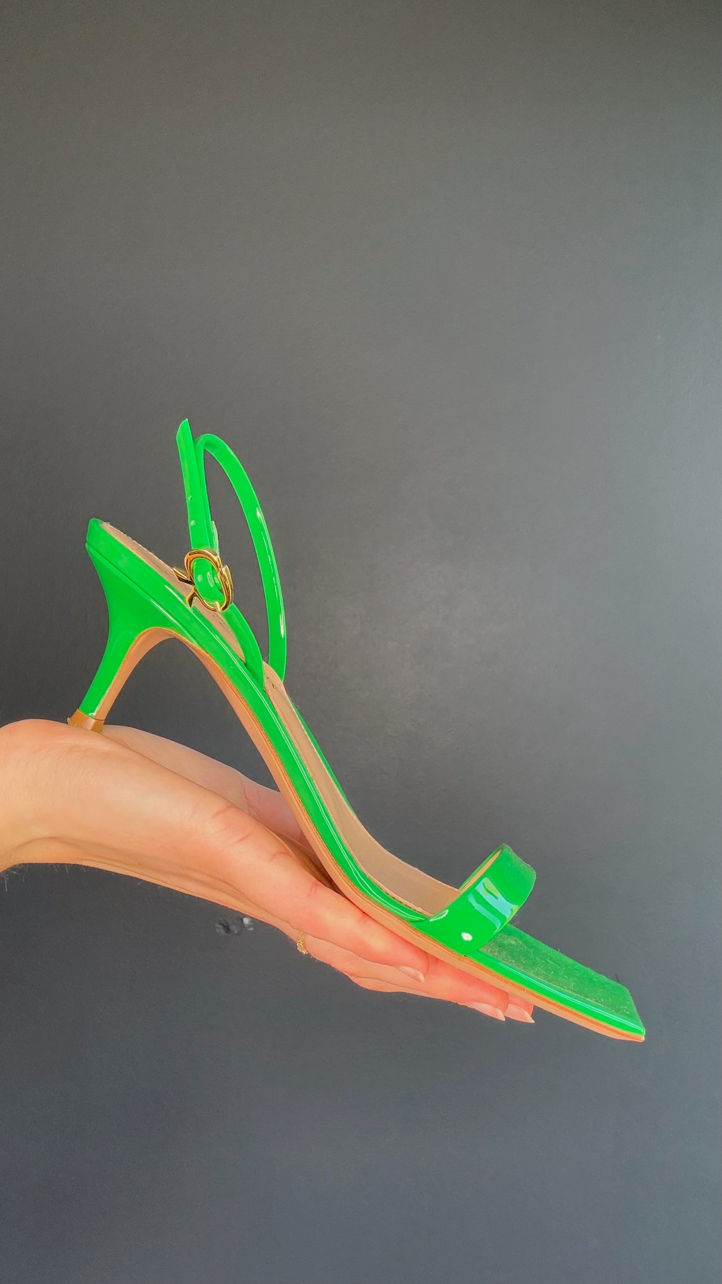 Gianvito Rossi Neon Green Kitten Heel - 37.5