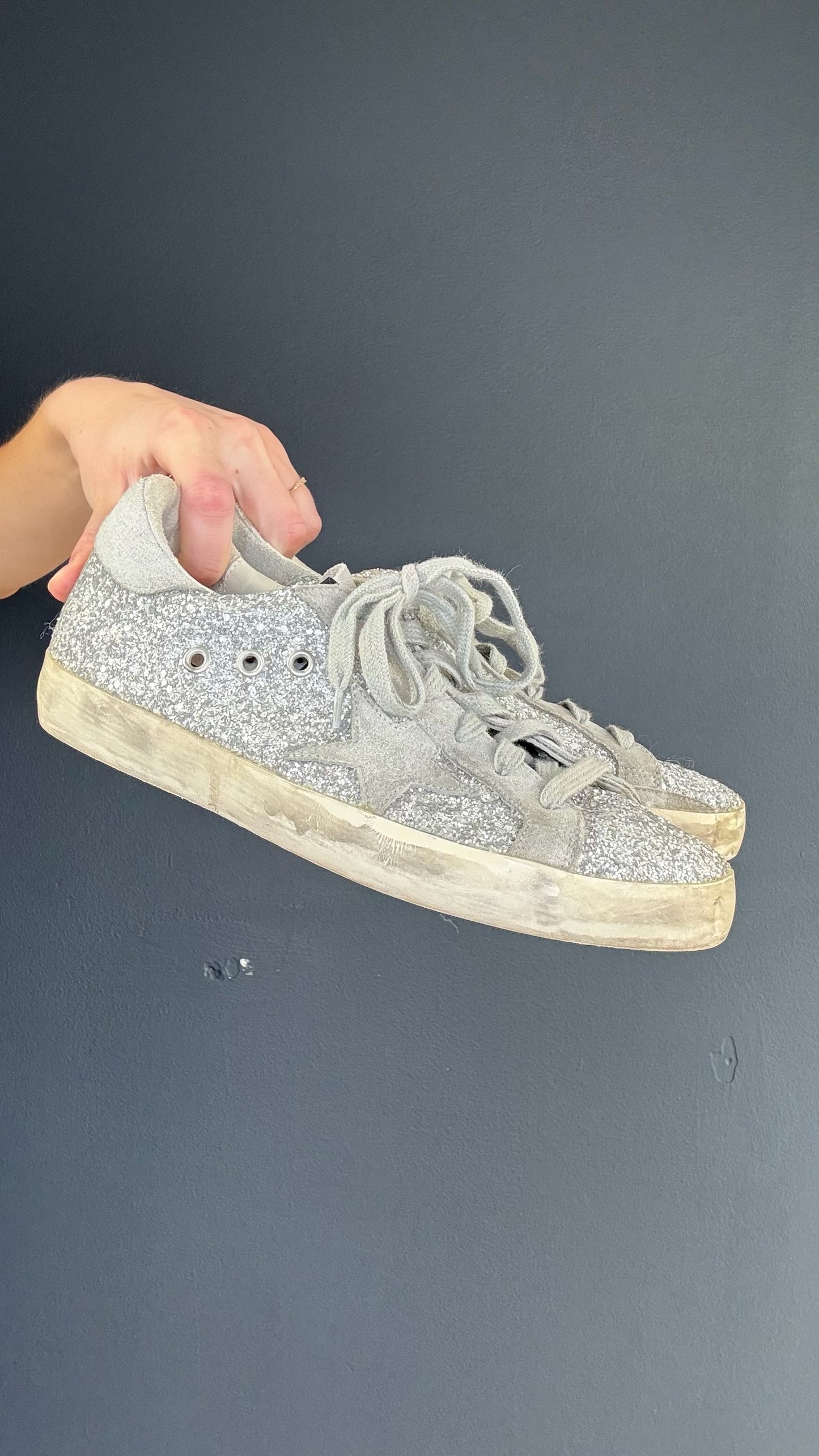 Golden Goose Silver Glitter Sneakers - 38