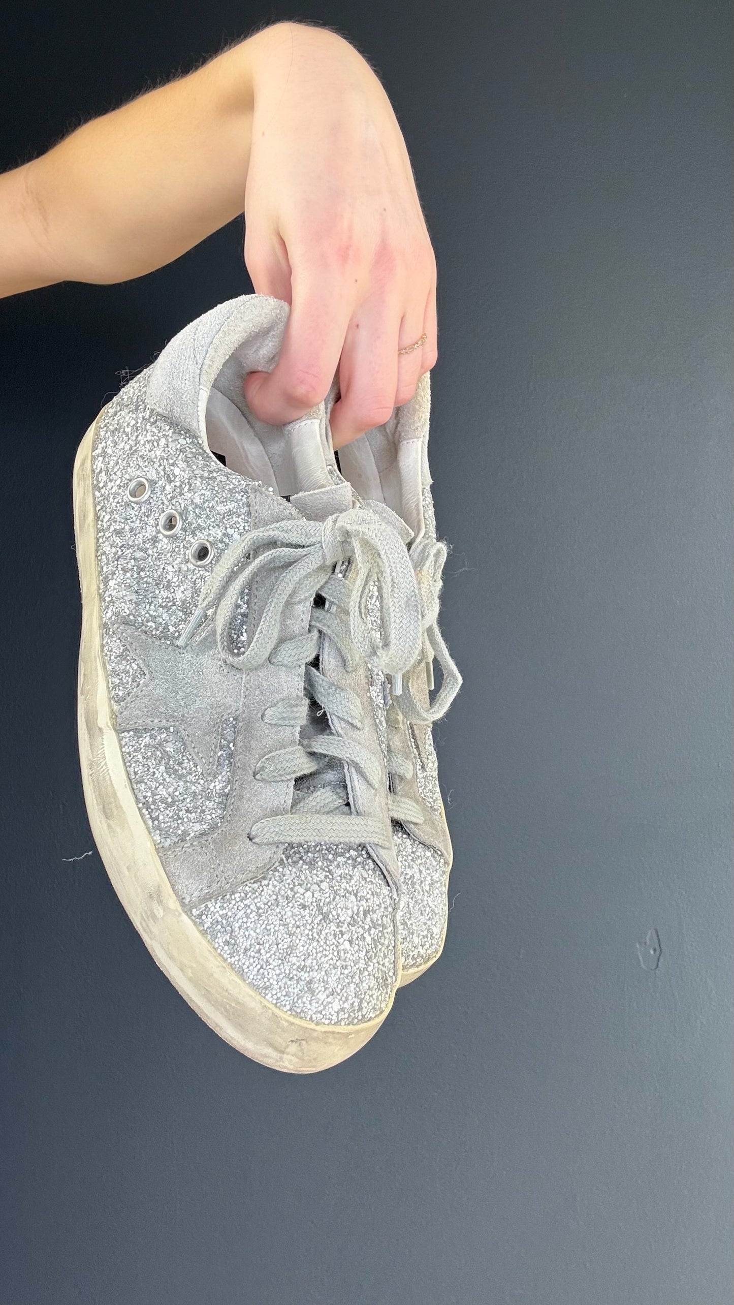 Golden Goose Silver Glitter Sneakers - 38