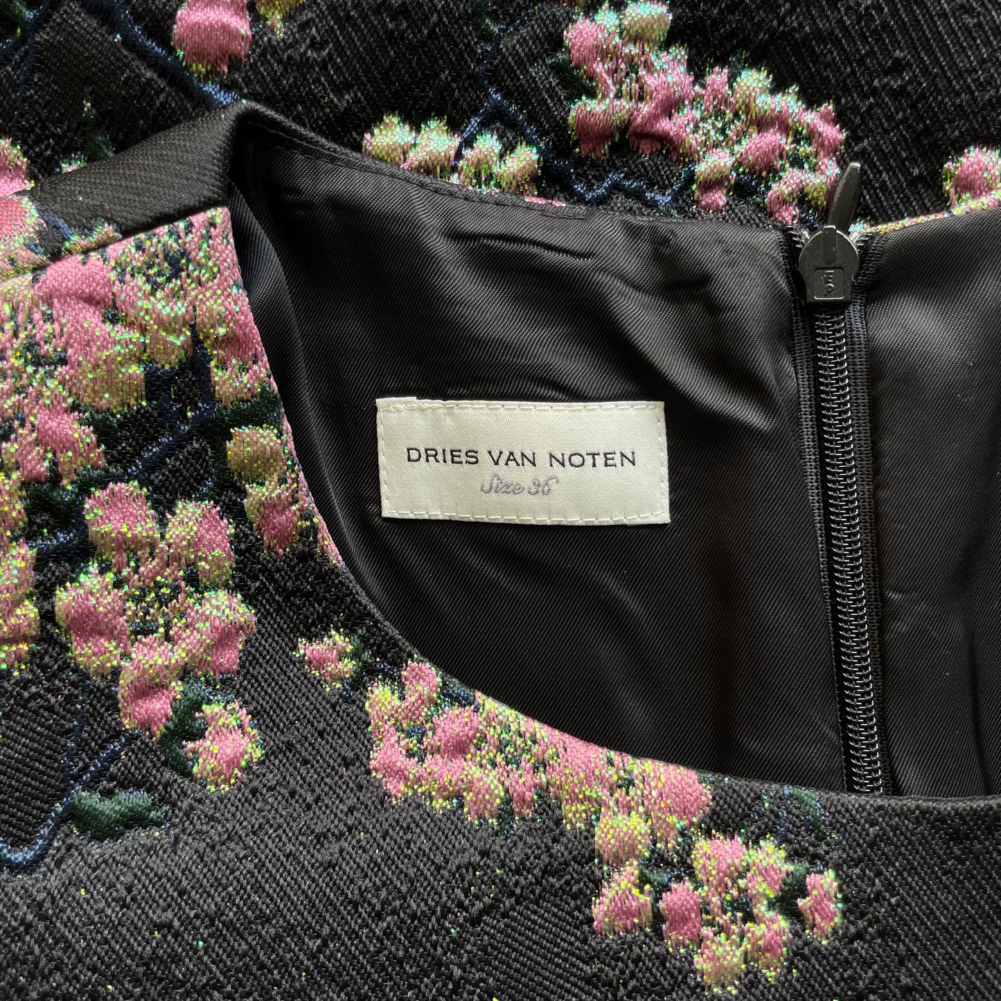 Black Iridescent Floral Dress - S