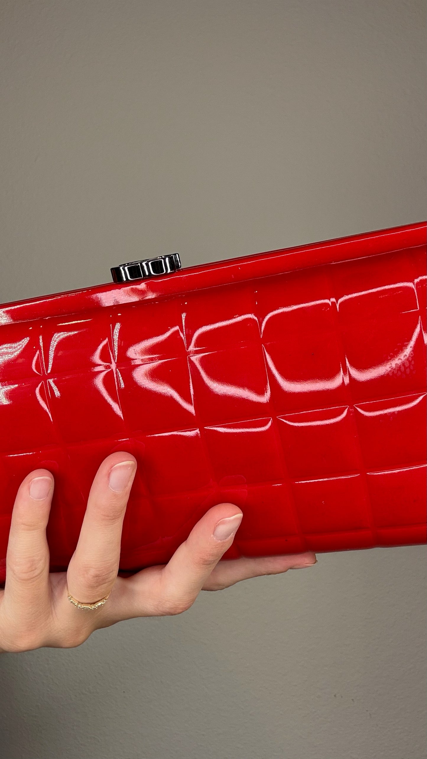 Chanel Red Patent Clutch