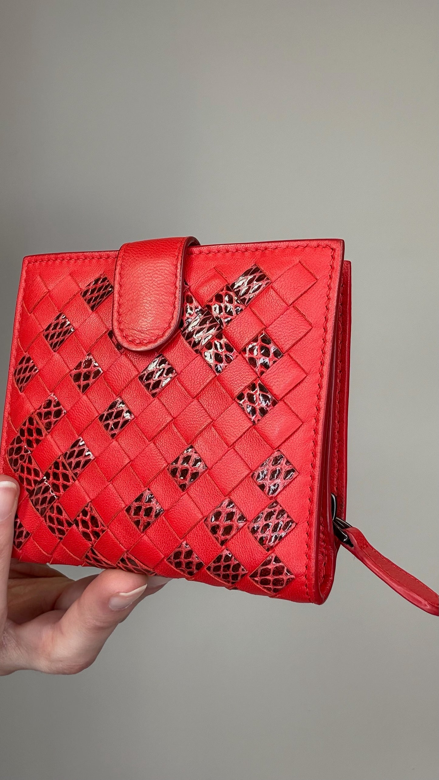Bottega Veneta Red Intrecciato Wallet