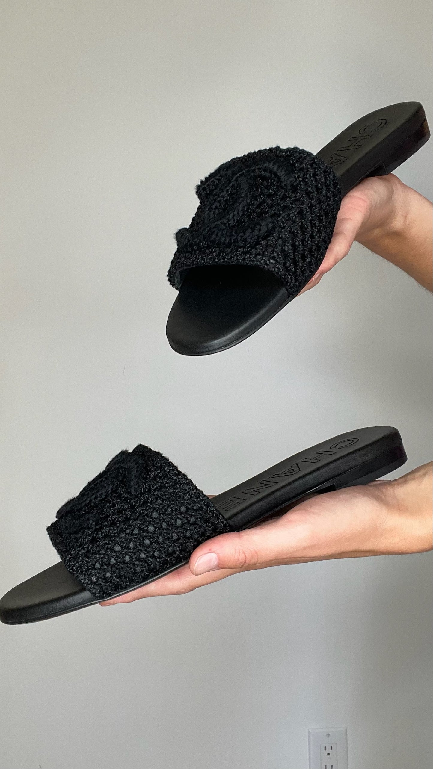 Black Logo Crochet Sandals - 9