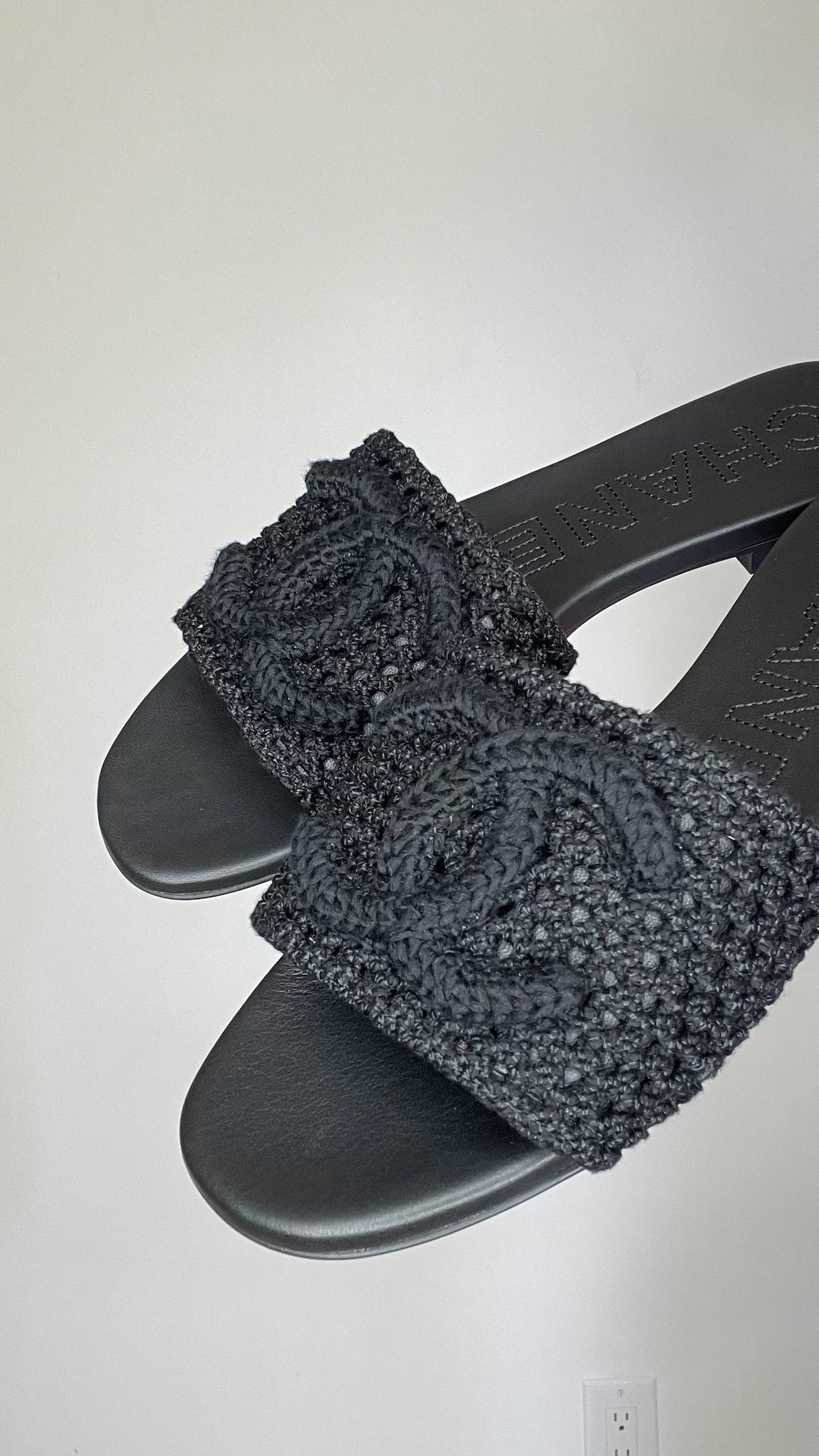 Black Logo Crochet Sandals - 9