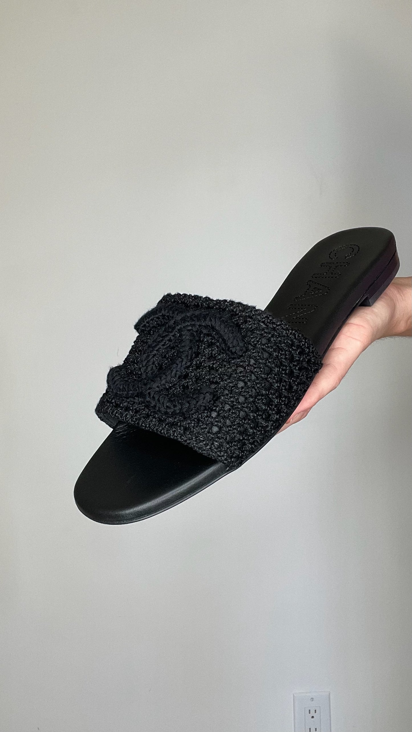 Black Logo Crochet Sandals - 9