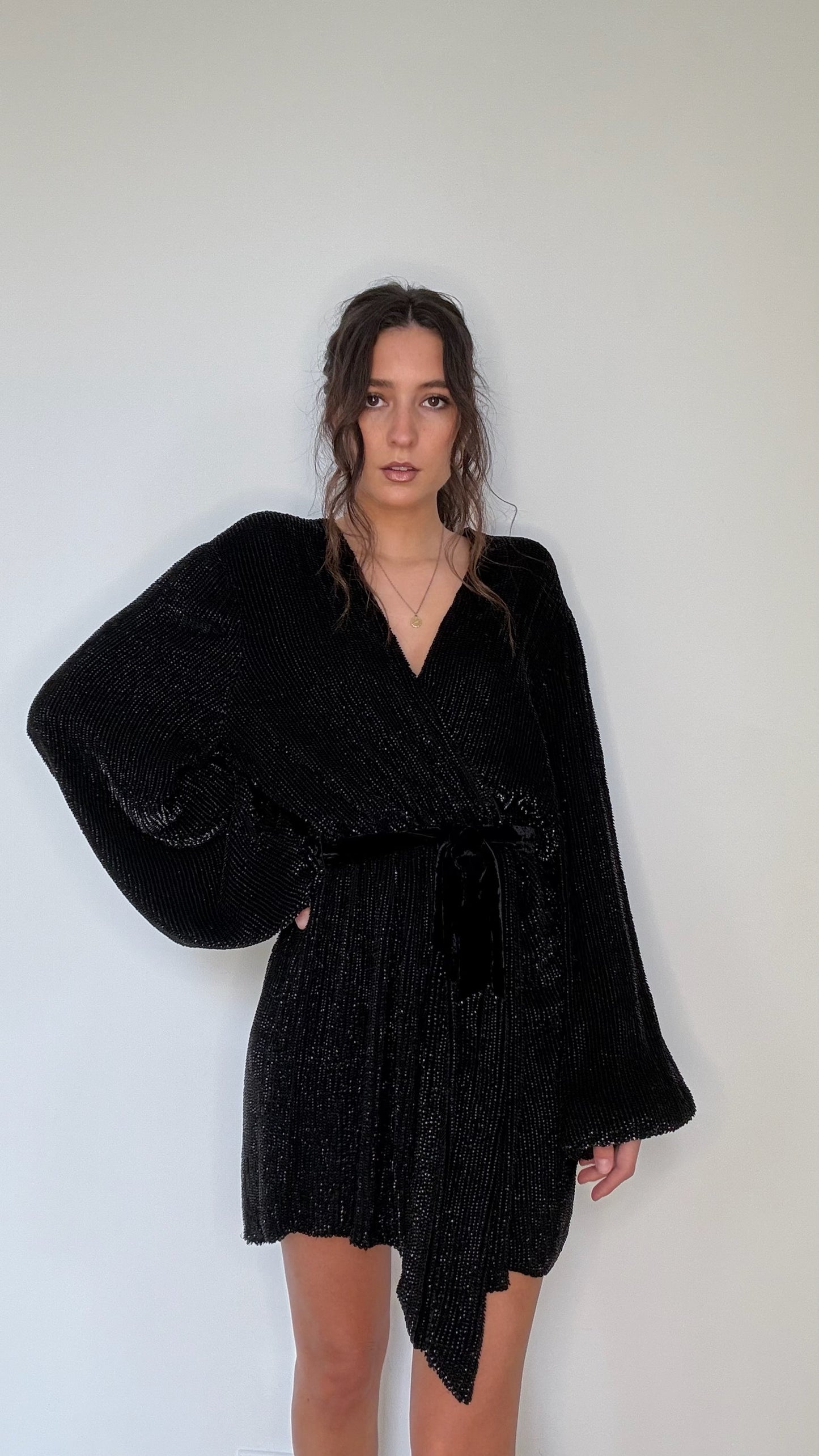 Black Sequins Dress - S