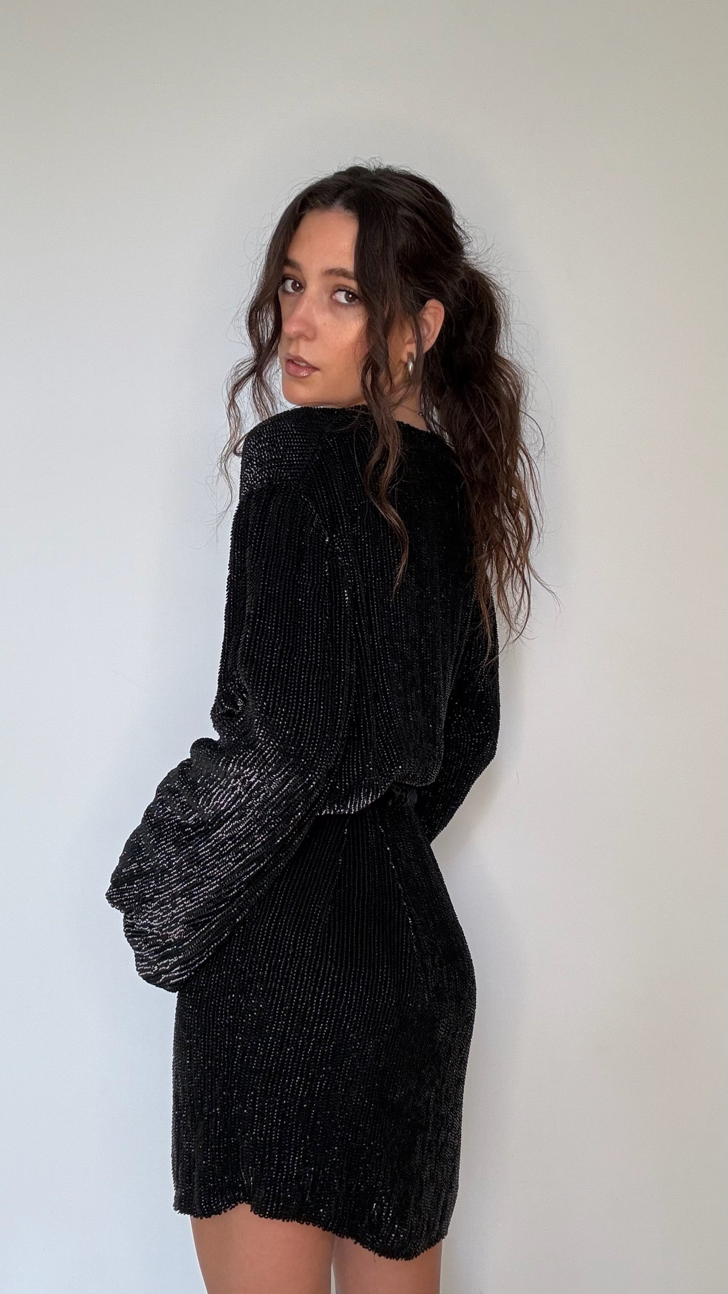 Black Sequins Dress - S
