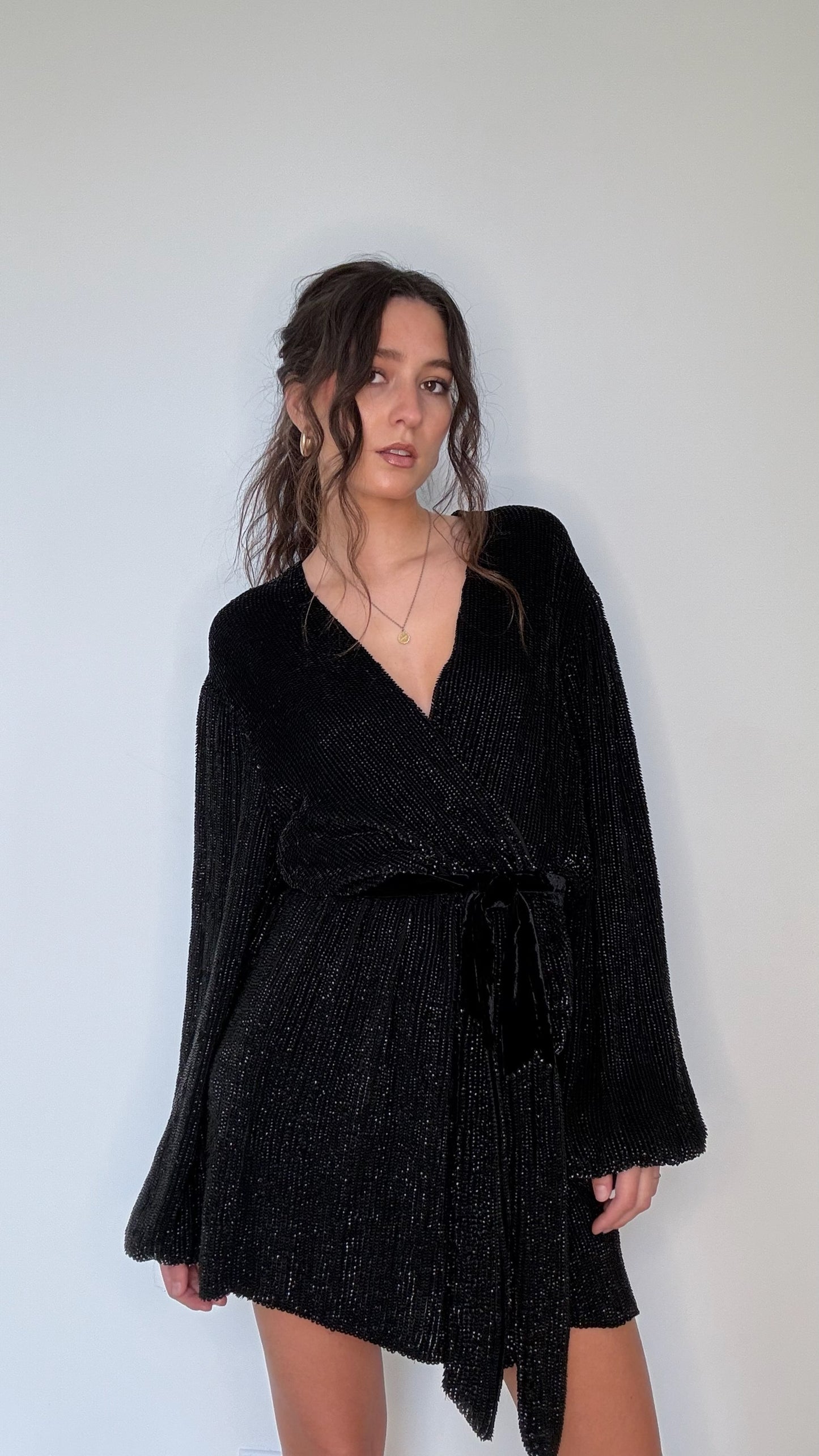 Black Sequins Dress - S