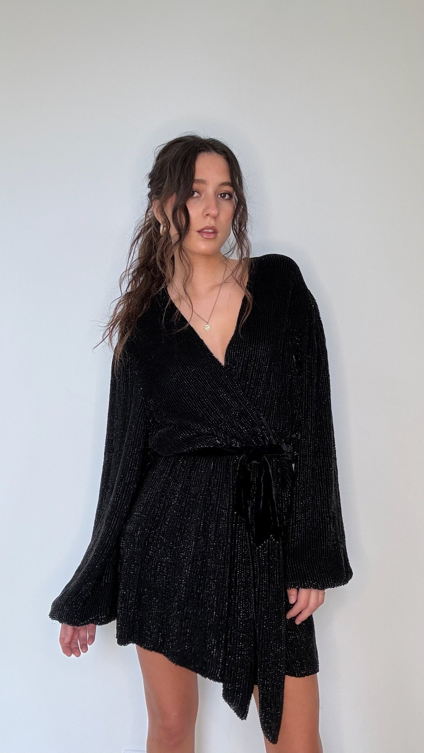 Black Sequins Dress - S