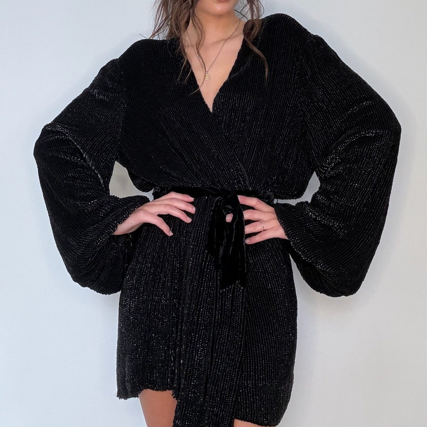 Black Sequins Dress - S