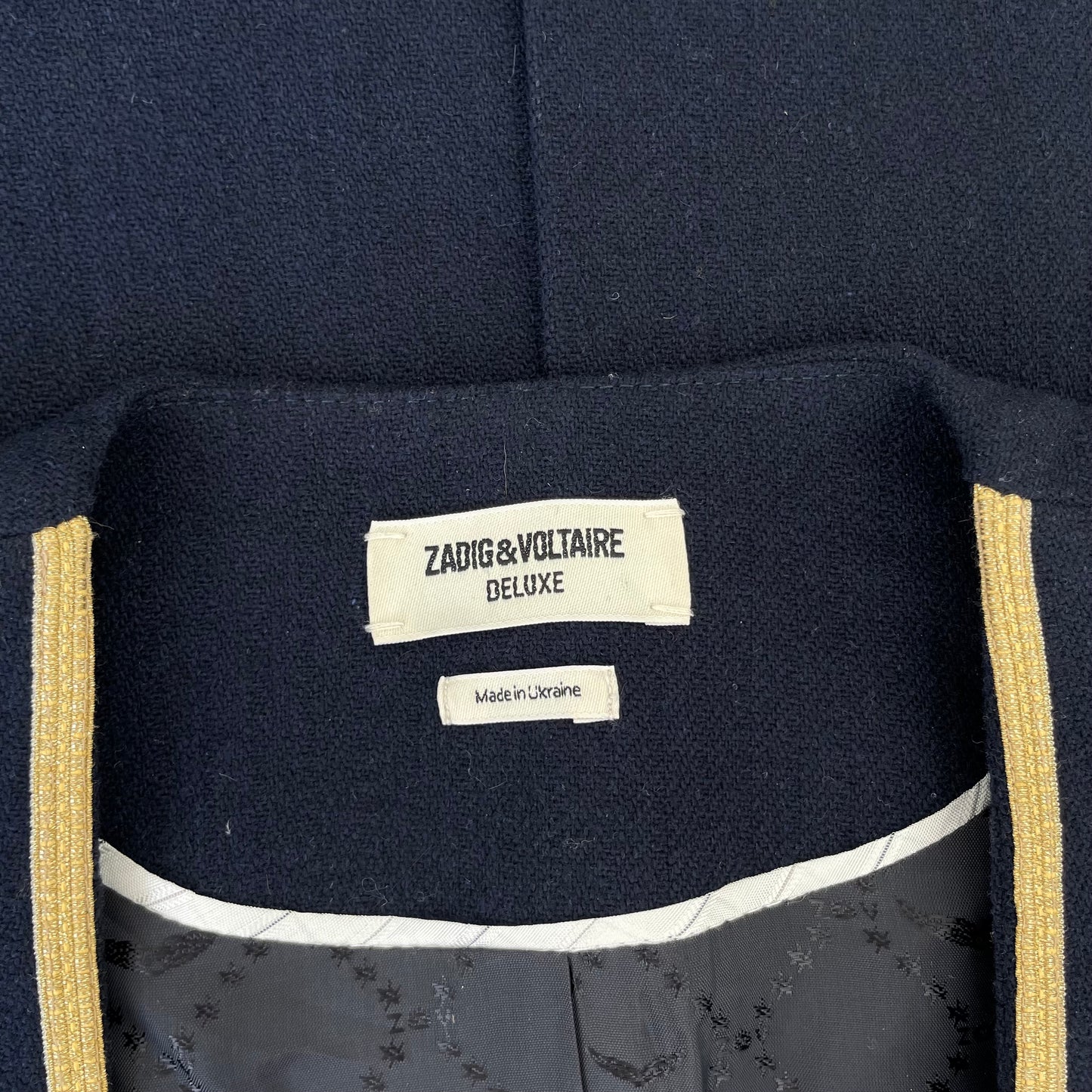 Navy and Gold Military Jacket - M