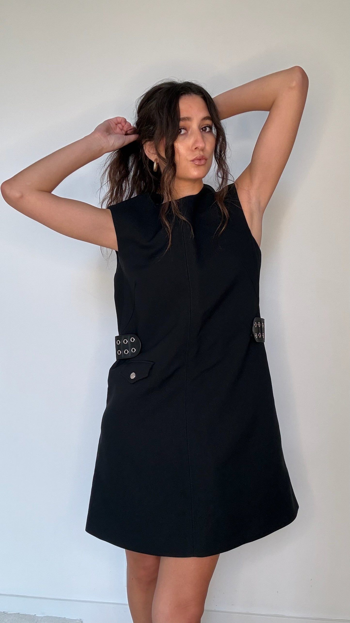 Black Dress w/Leather Trims - M/L