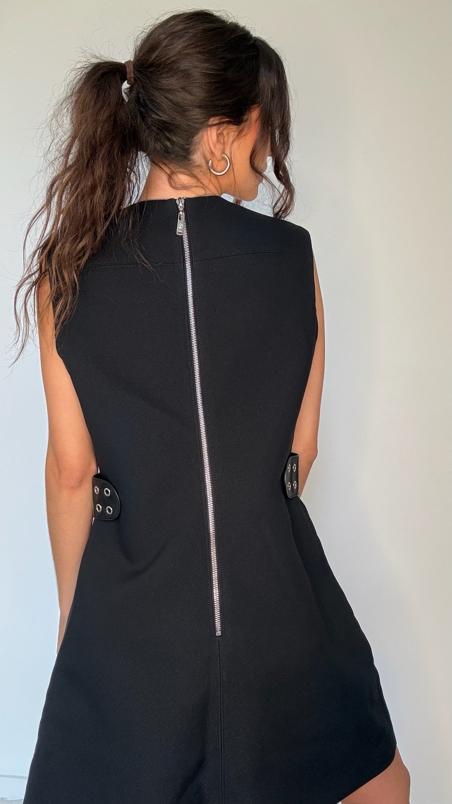 Black Dress w/Leather Trims - M/L