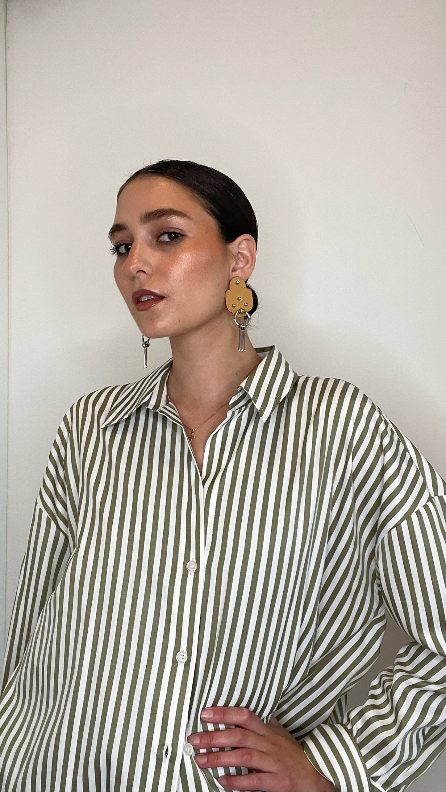 Palladium & Leather Earrings