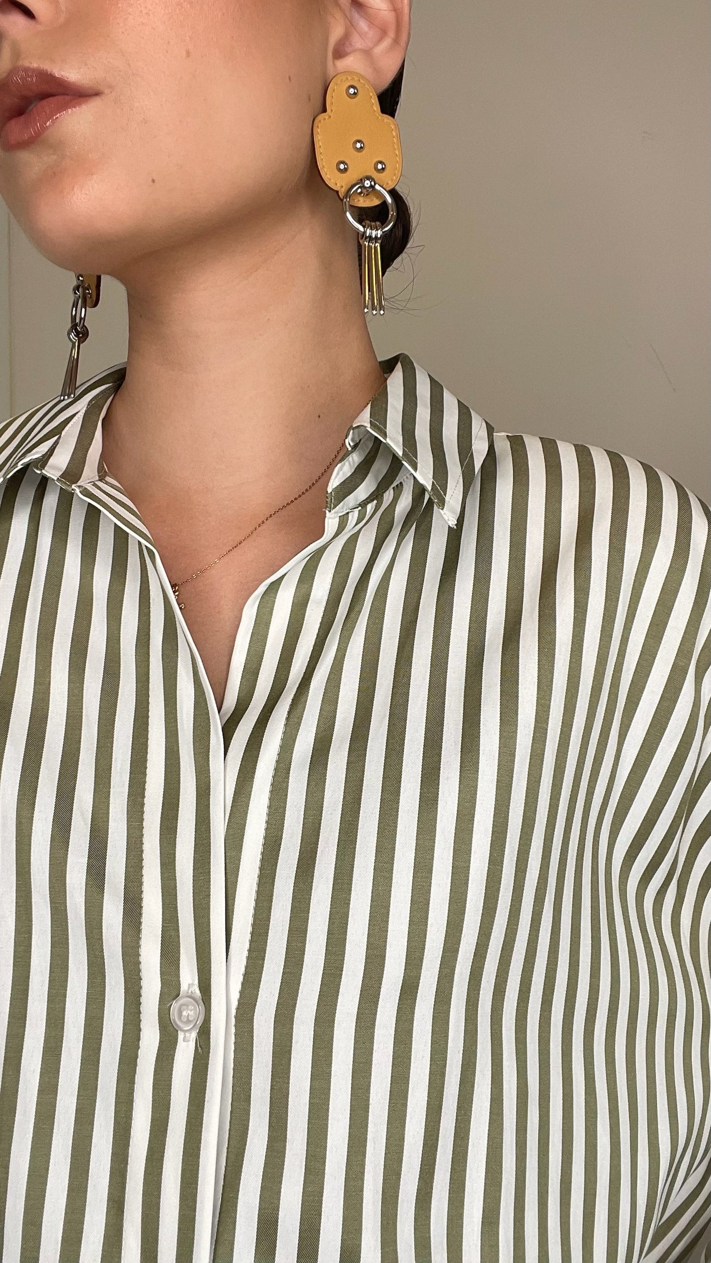 Palladium & Leather Earrings