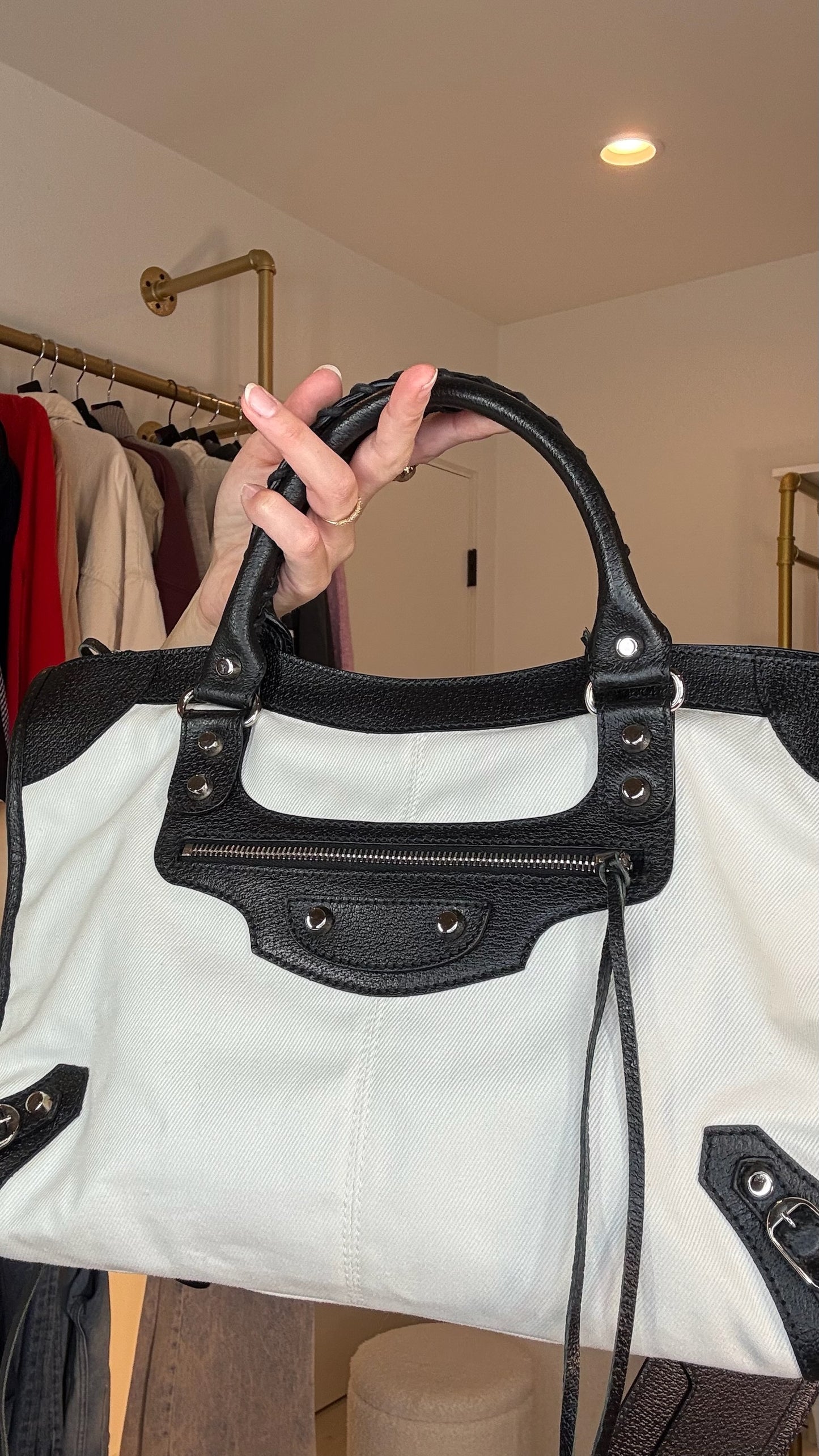 Balenciaga White & Black Le City Bag