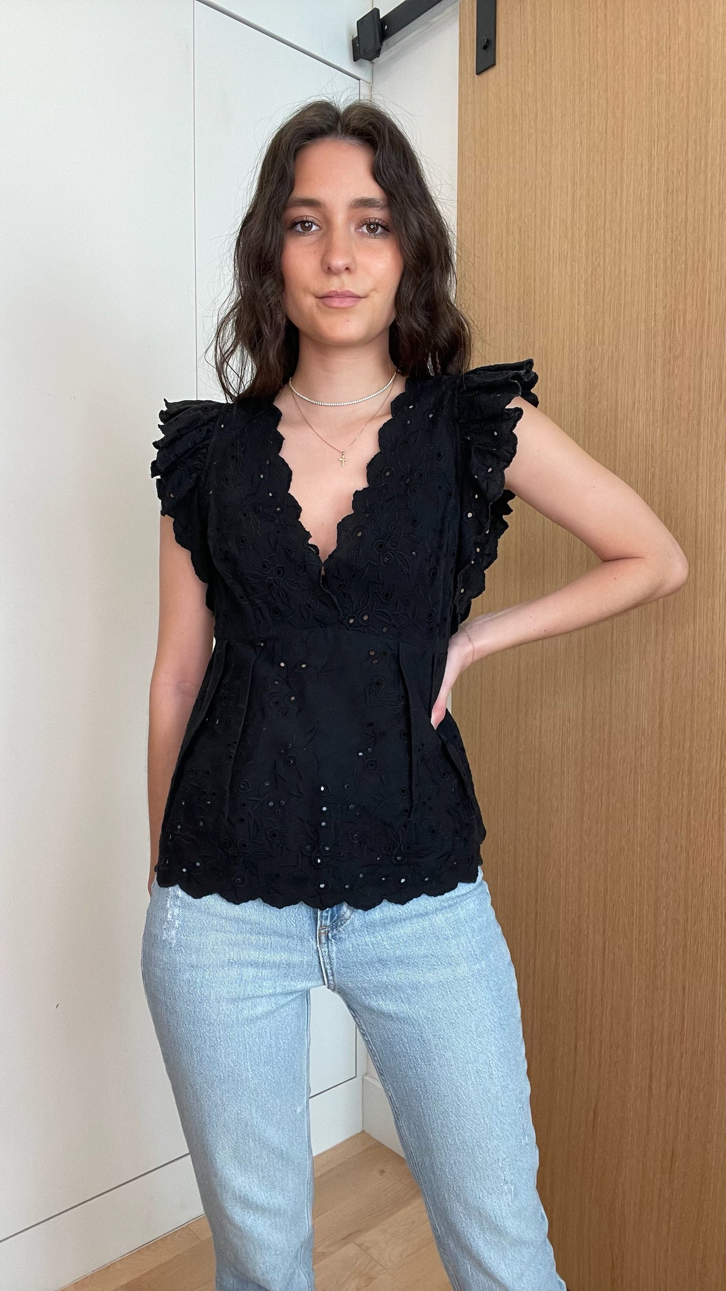 Black Eyelet Blouse - 0