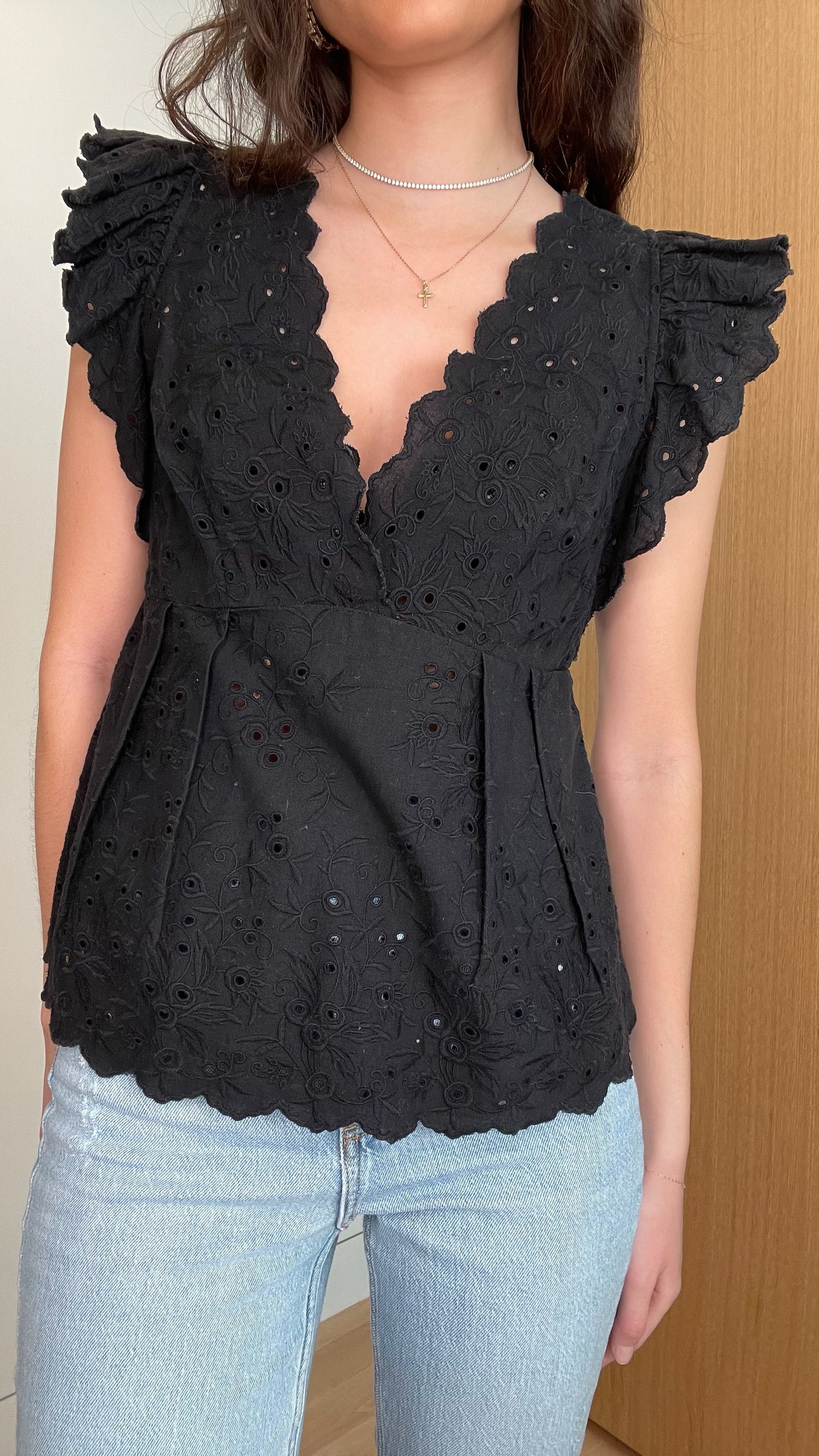 Black Eyelet Blouse - 0