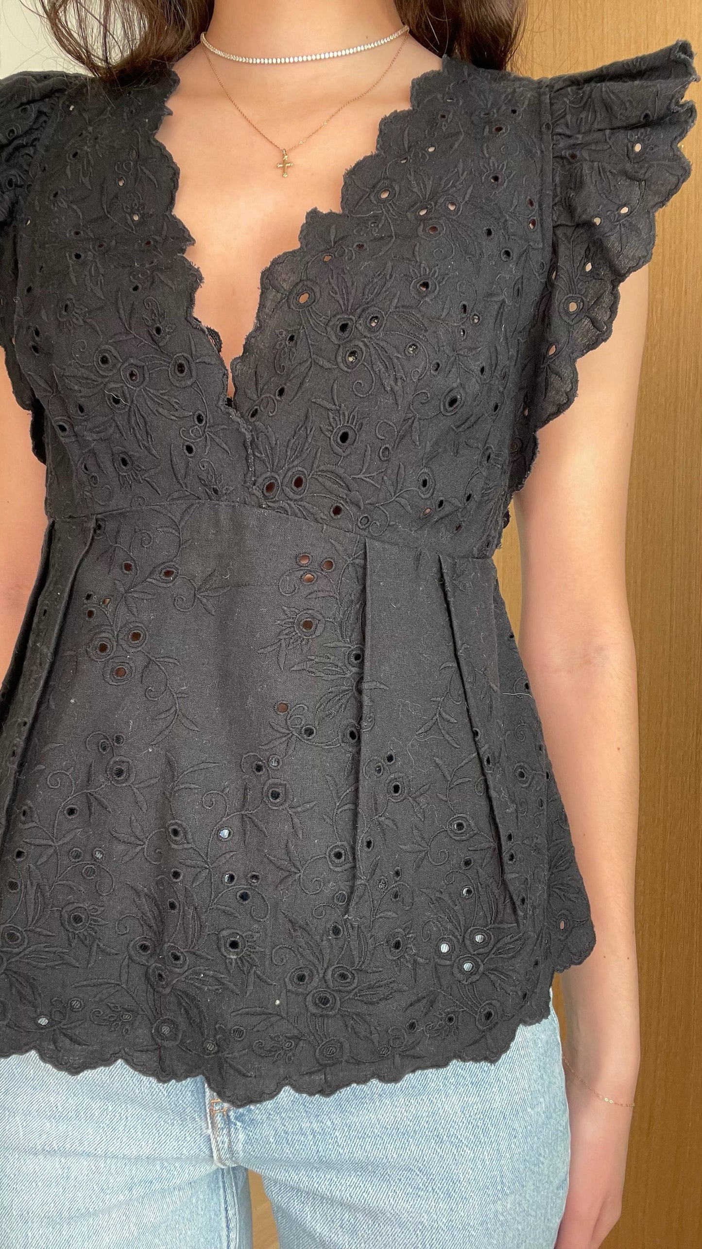 Black Eyelet Blouse - 0