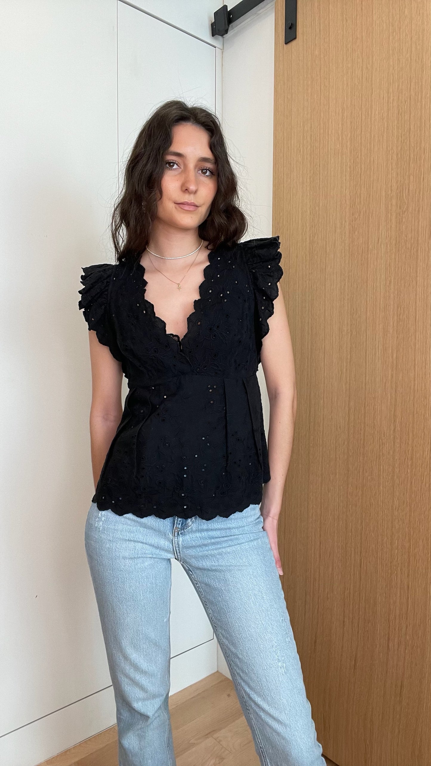 Black Eyelet Blouse - 0